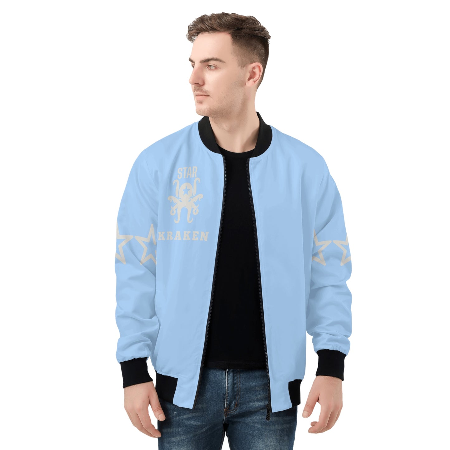 Star Kraken Mens Sky Blue Zip Up Jacket