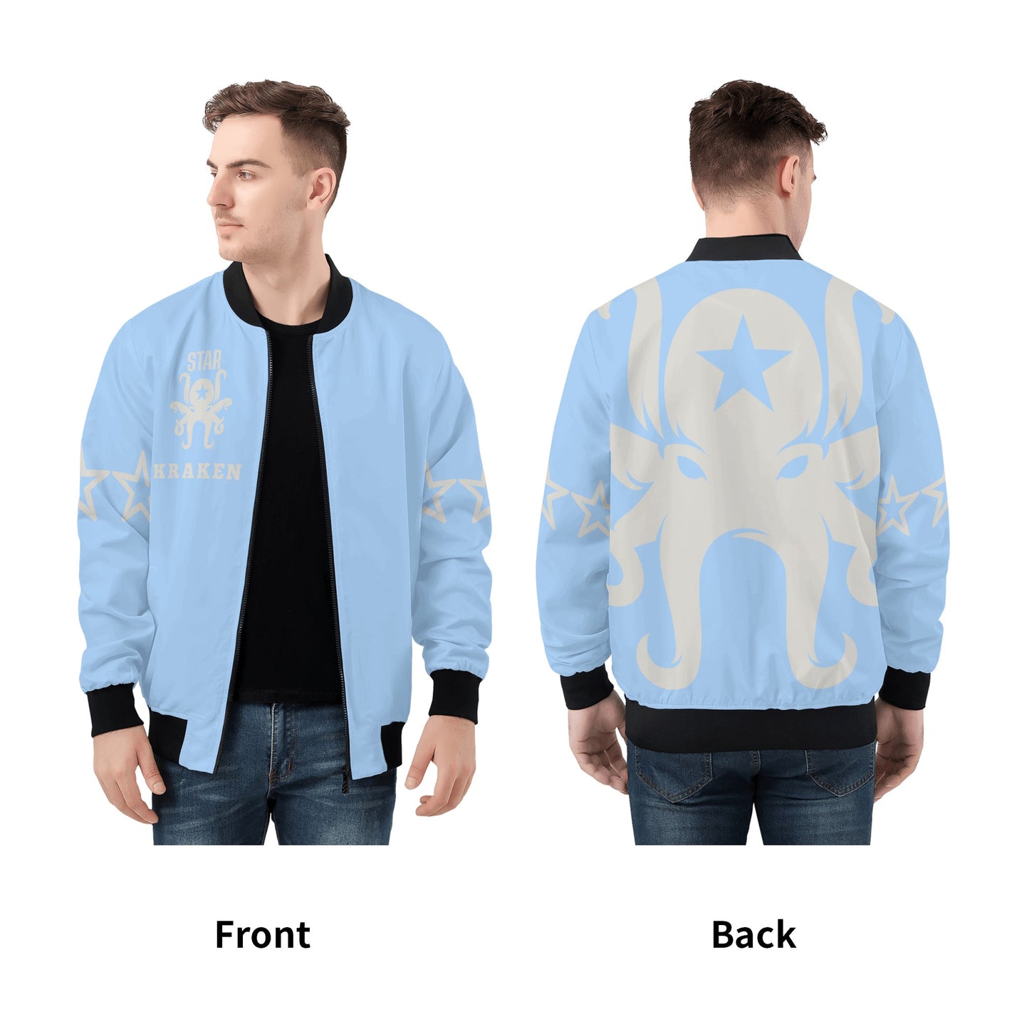 Star Kraken Mens Sky Blue Zip Up Jacket