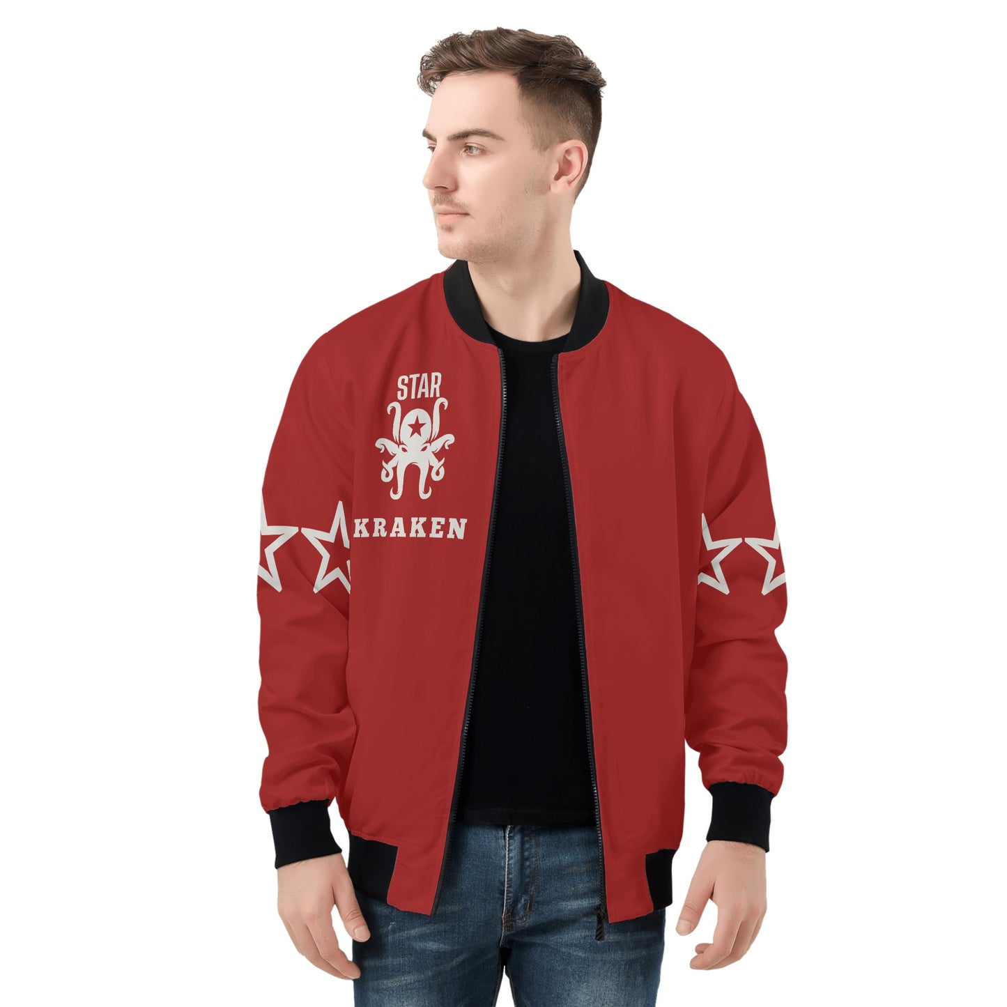 Star Kraken Mens Maroon Zip Up Jacket