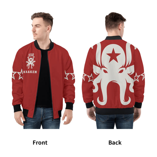 Star Kraken Mens Maroon Zip Up Jacket