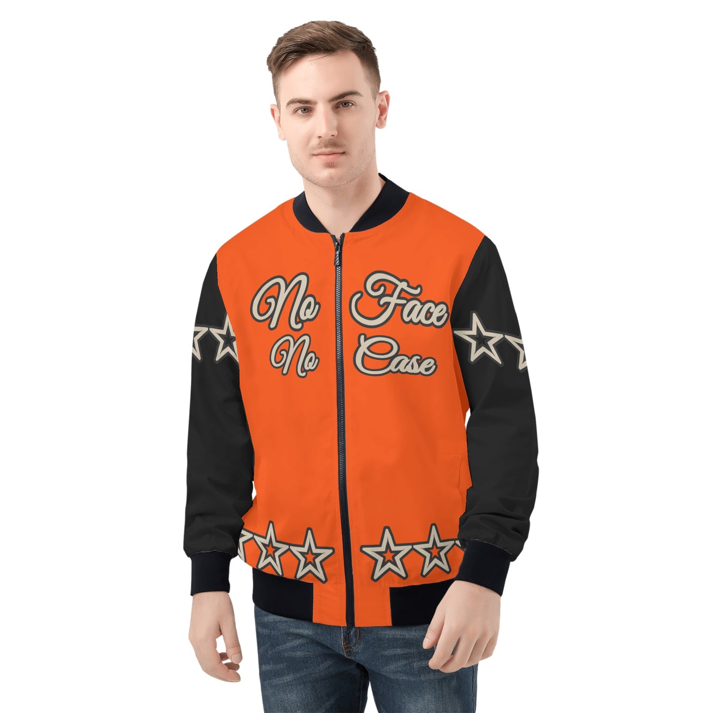 No Face, No Case Mens DarkOrange/Black Zip Up Jacket