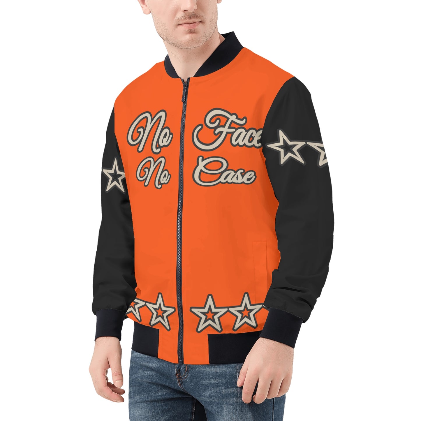 No Face, No Case Mens DarkOrange/Black Zip Up Jacket