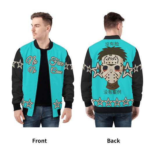 No Face, No Case Mens Turquoise/Black Zip Up Jacket