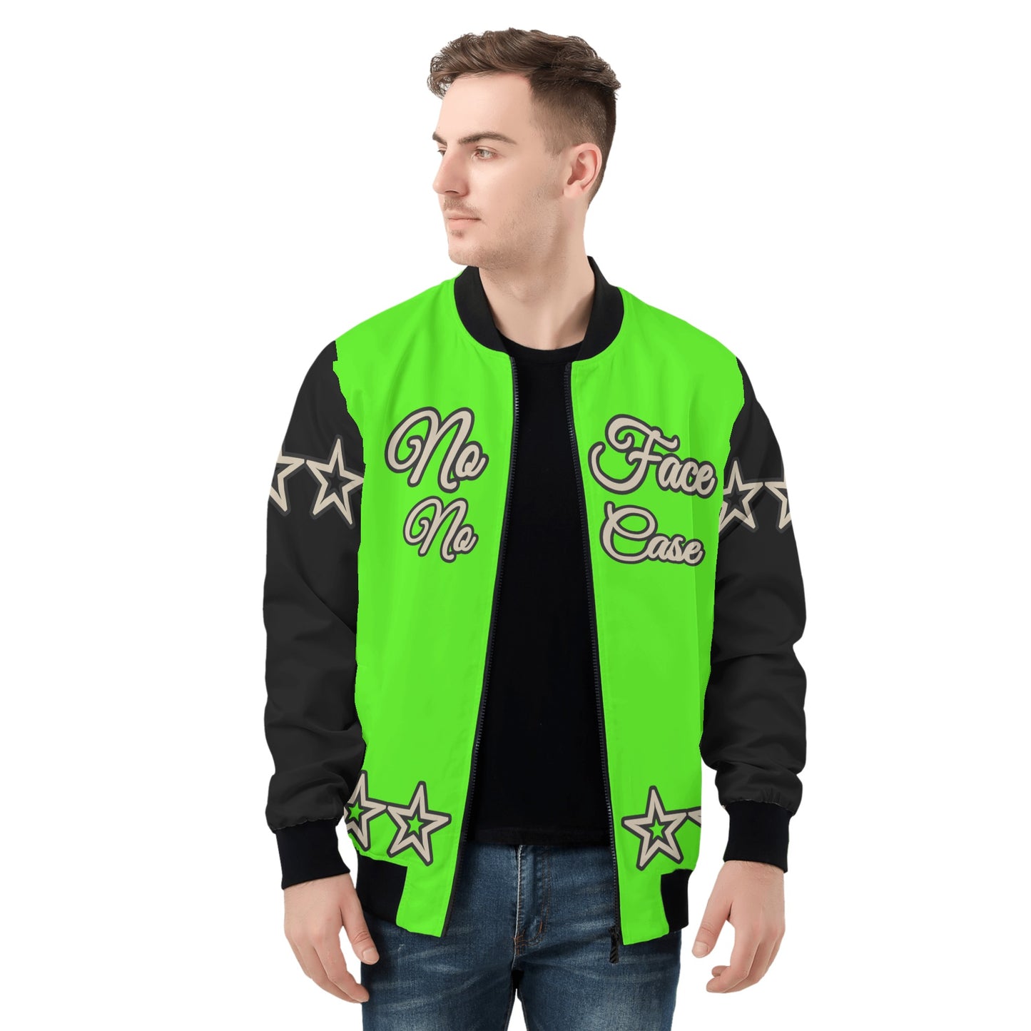 No Face, No Case Mens GooGreen/Black Zip Up Jacket