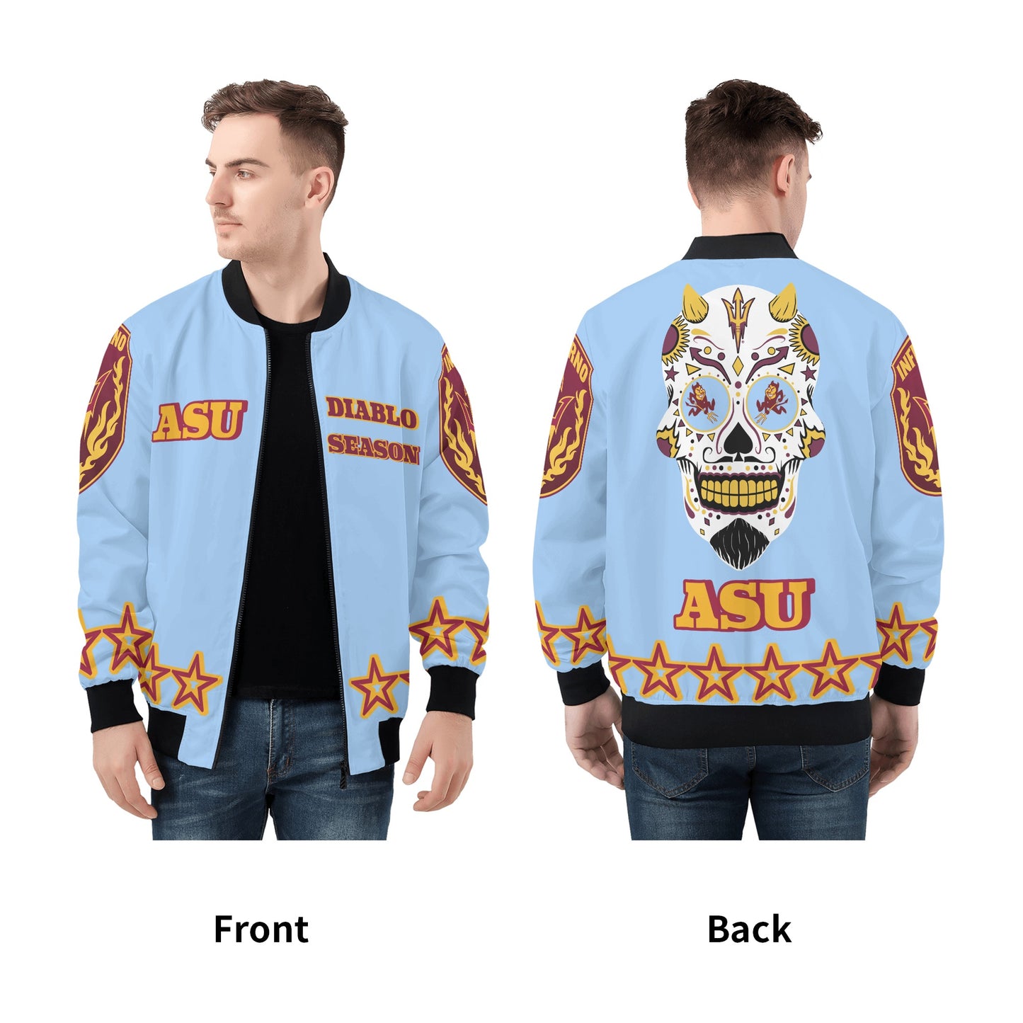 Sun Devil Stars Edition Mens Sky Blue Zip Up Jacket