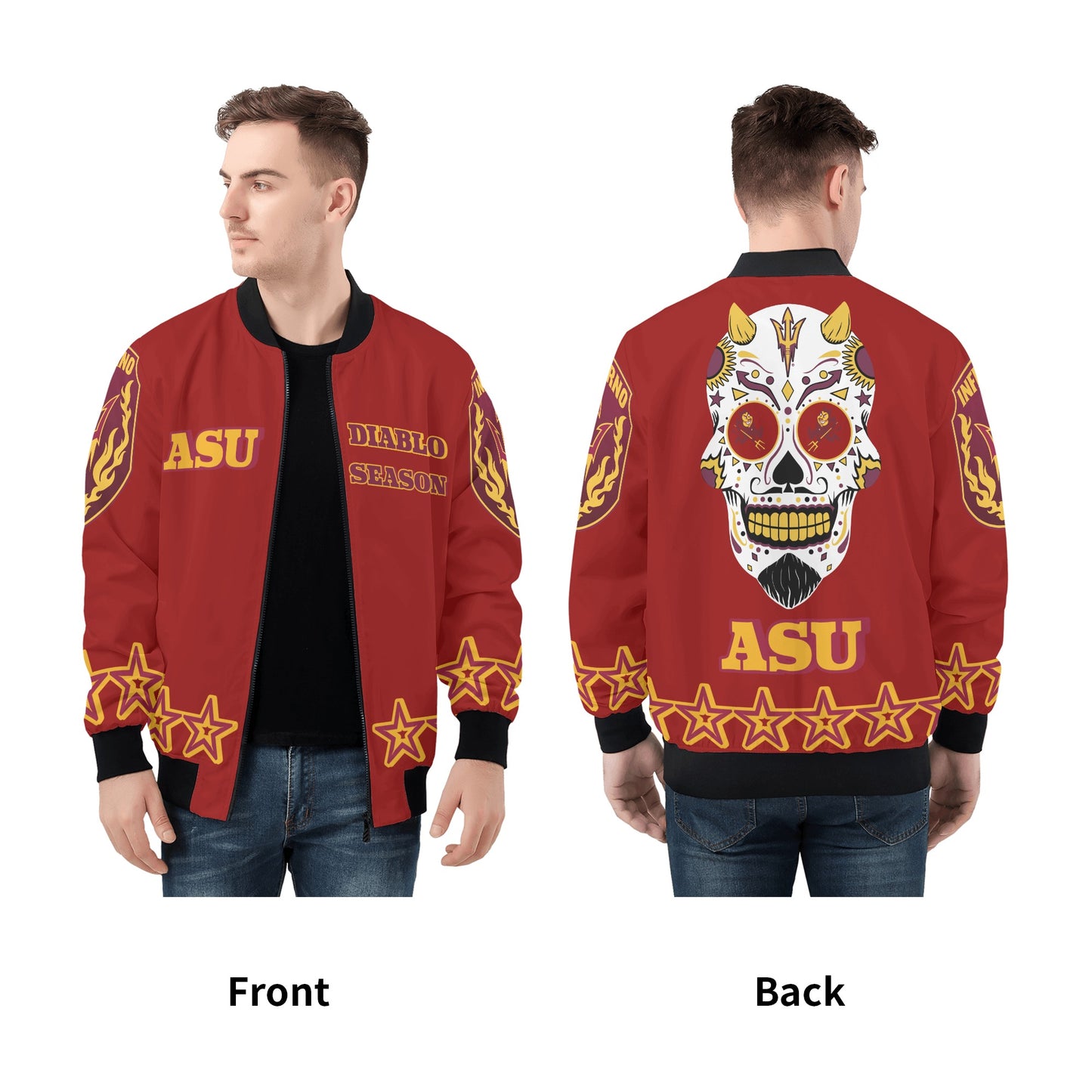 Sun Devil Stars Edition Mens Maroon Zip Up Jacket