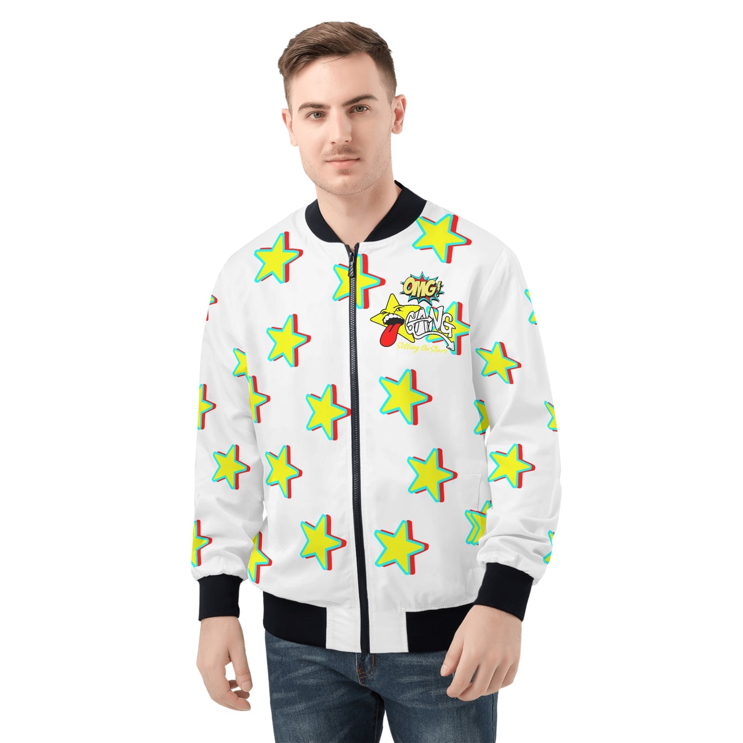 Star Gang Mens White Zip Up Jacket