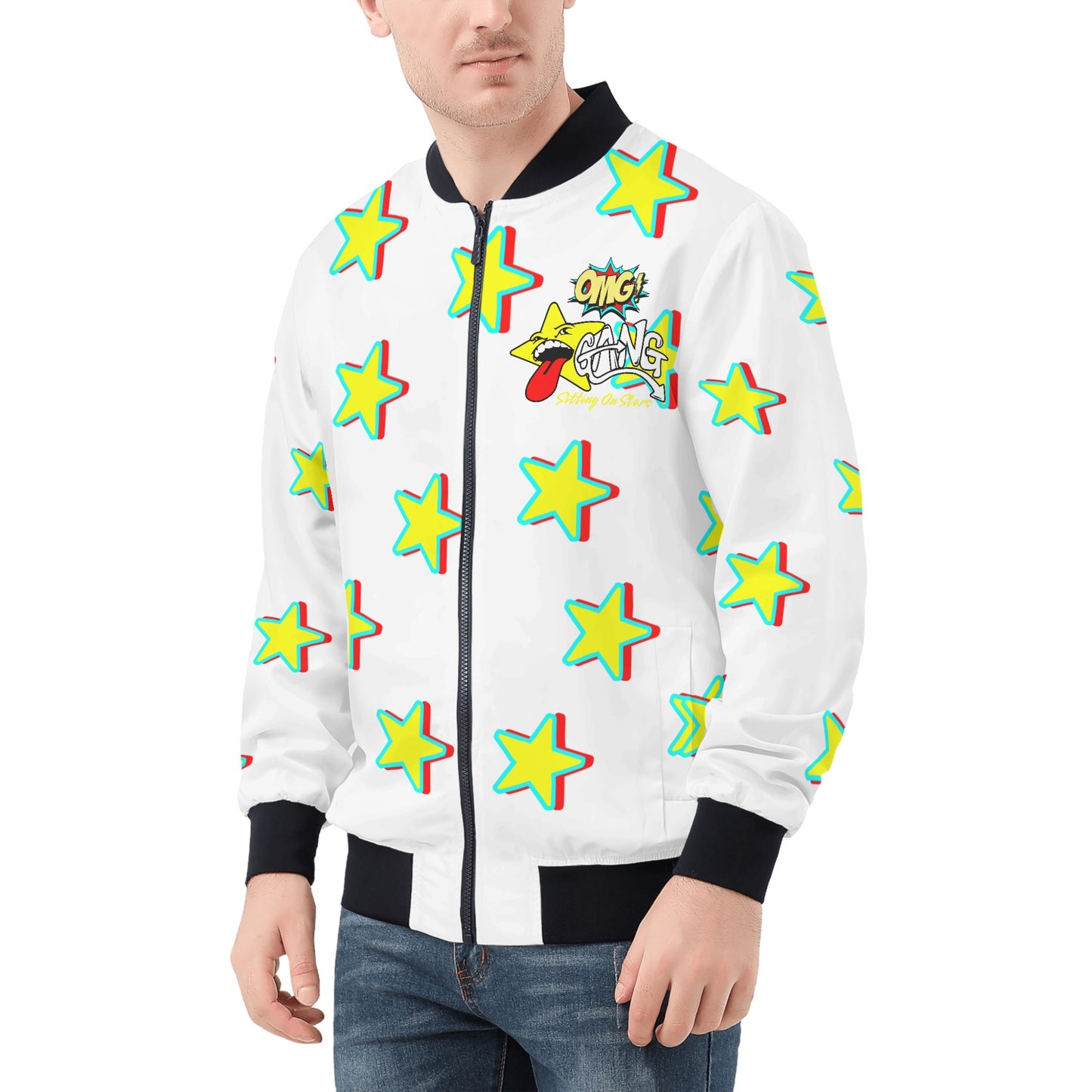 Star Gang Mens White Zip Up Jacket