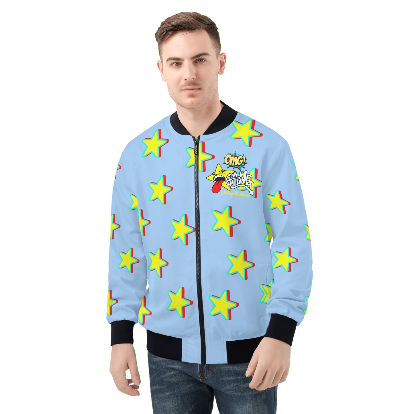 Star Gang Mens Sky Blue Zip Up Jacket