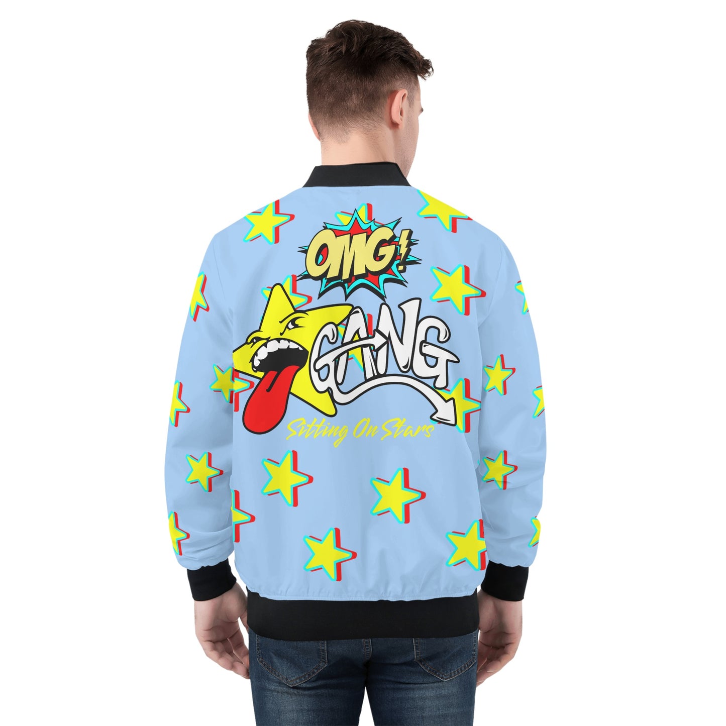 Star Gang Mens Sky Blue Zip Up Jacket