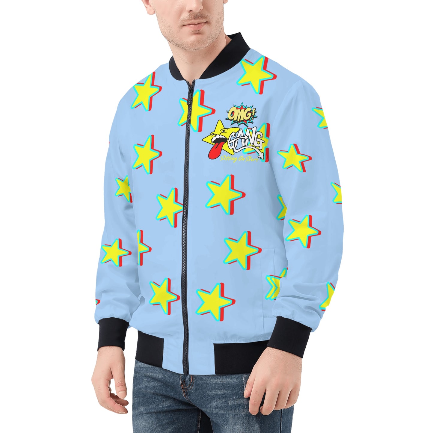 Star Gang Mens Sky Blue Zip Up Jacket