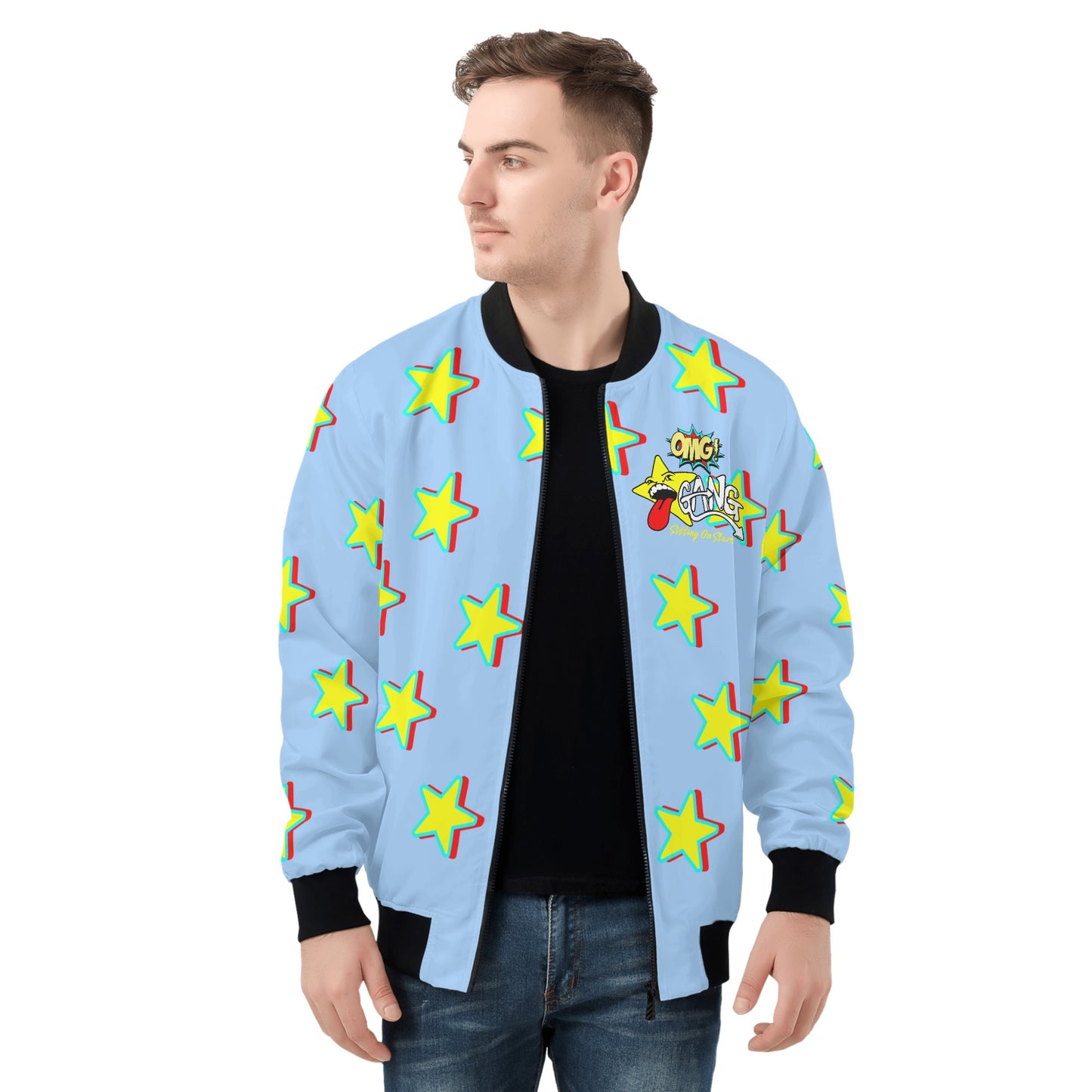 Star Gang Mens Sky Blue Zip Up Jacket