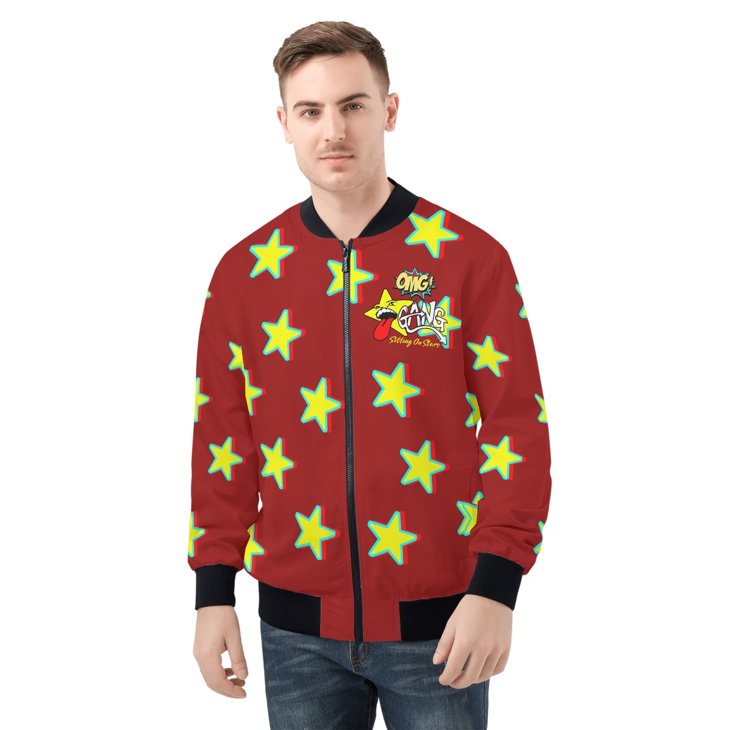 Star Gang Mens Maroon Zip Up Jacket