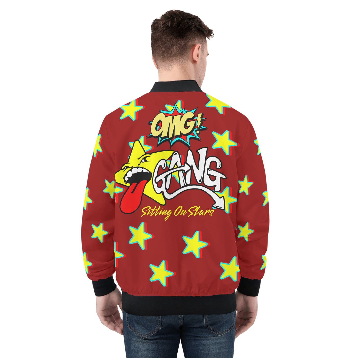 Star Gang Mens Maroon Zip Up Jacket