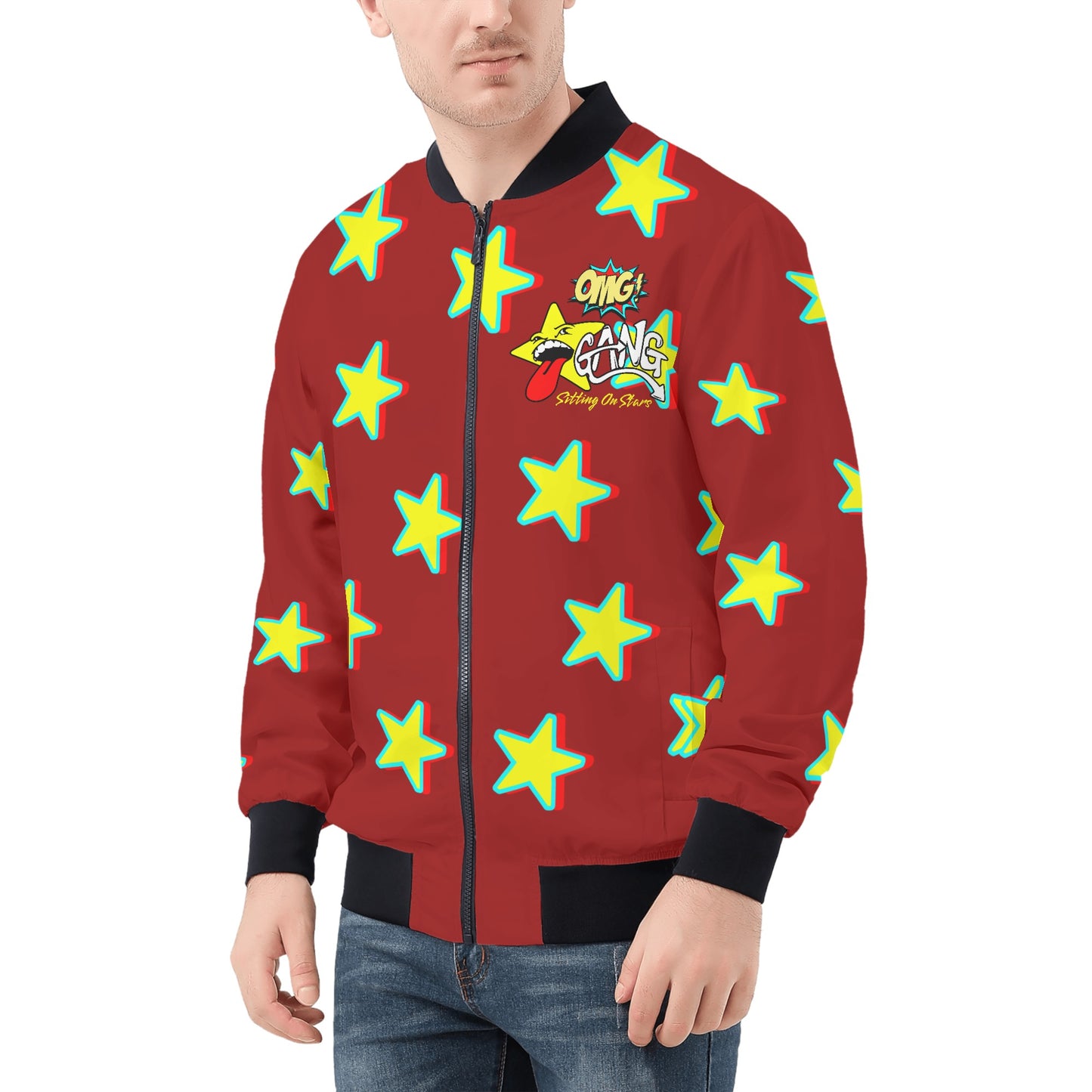 Star Gang Mens Maroon Zip Up Jacket