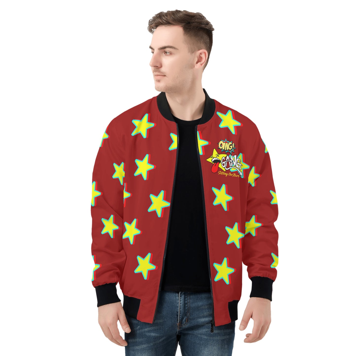 Star Gang Mens Maroon Zip Up Jacket