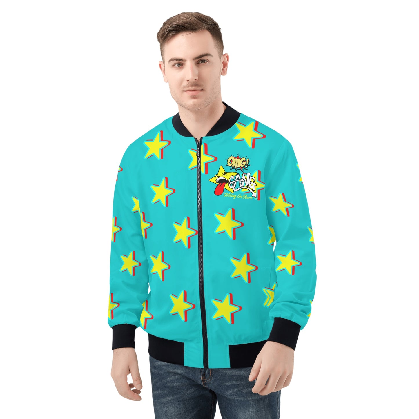 Star Gang Mens Turquoise Zip Up Jacket