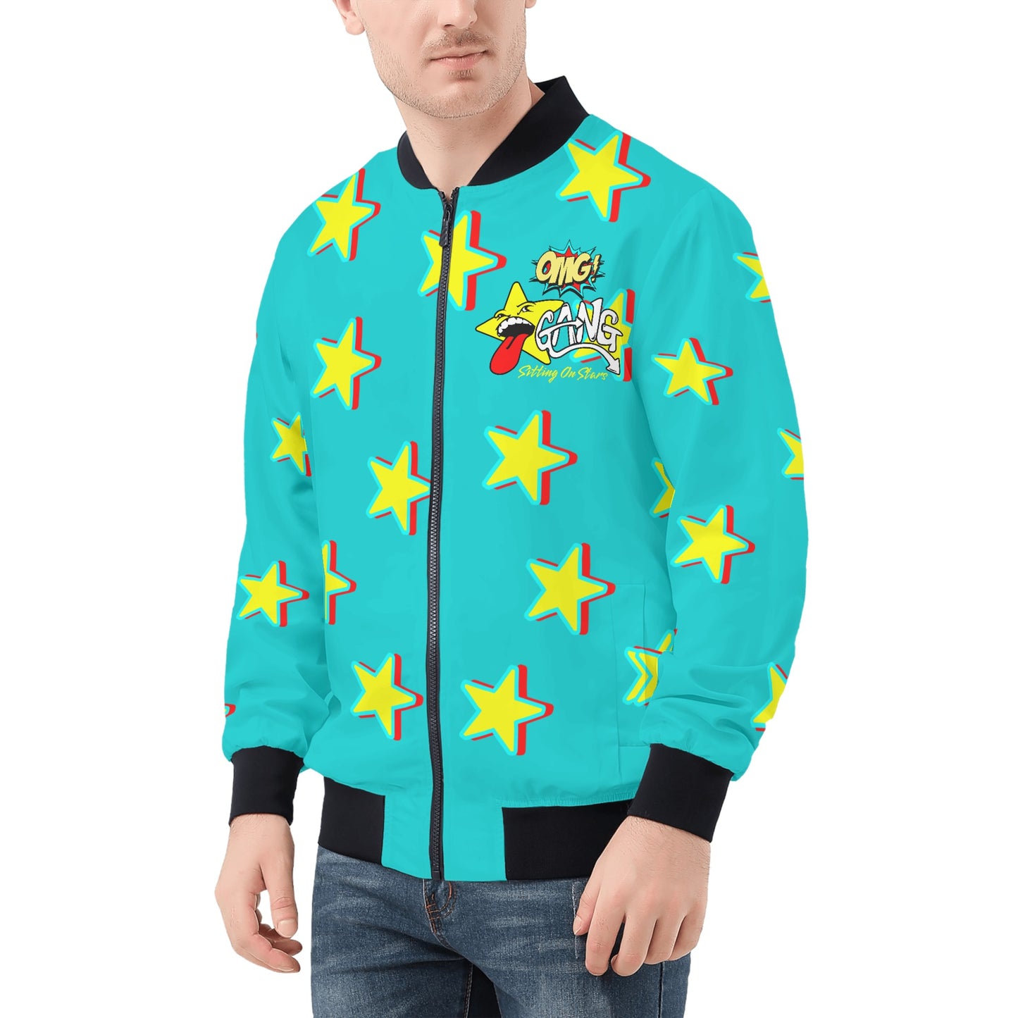 Star Gang Mens Turquoise Zip Up Jacket