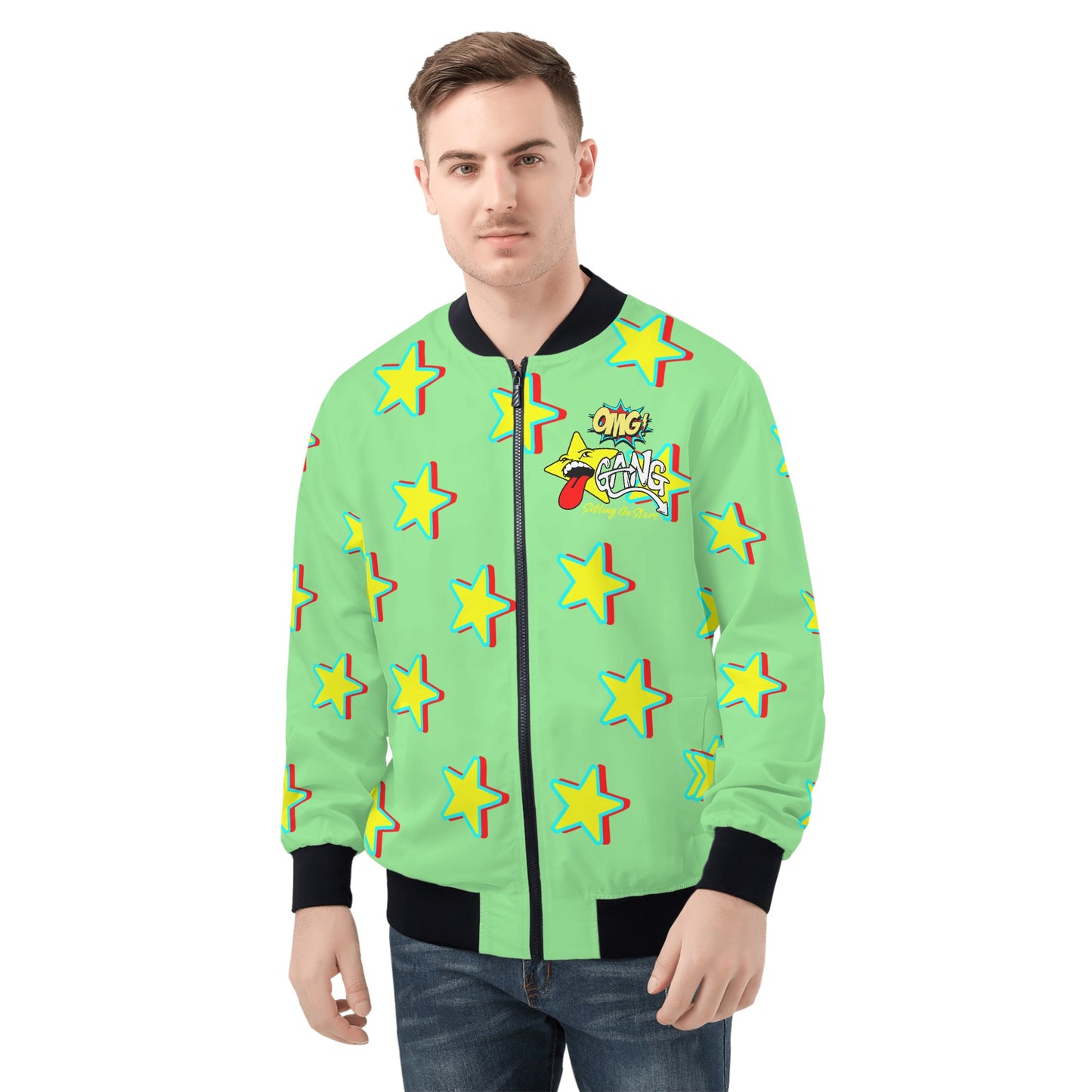 Star Gang Mens Mint Green Zip Up Jacket