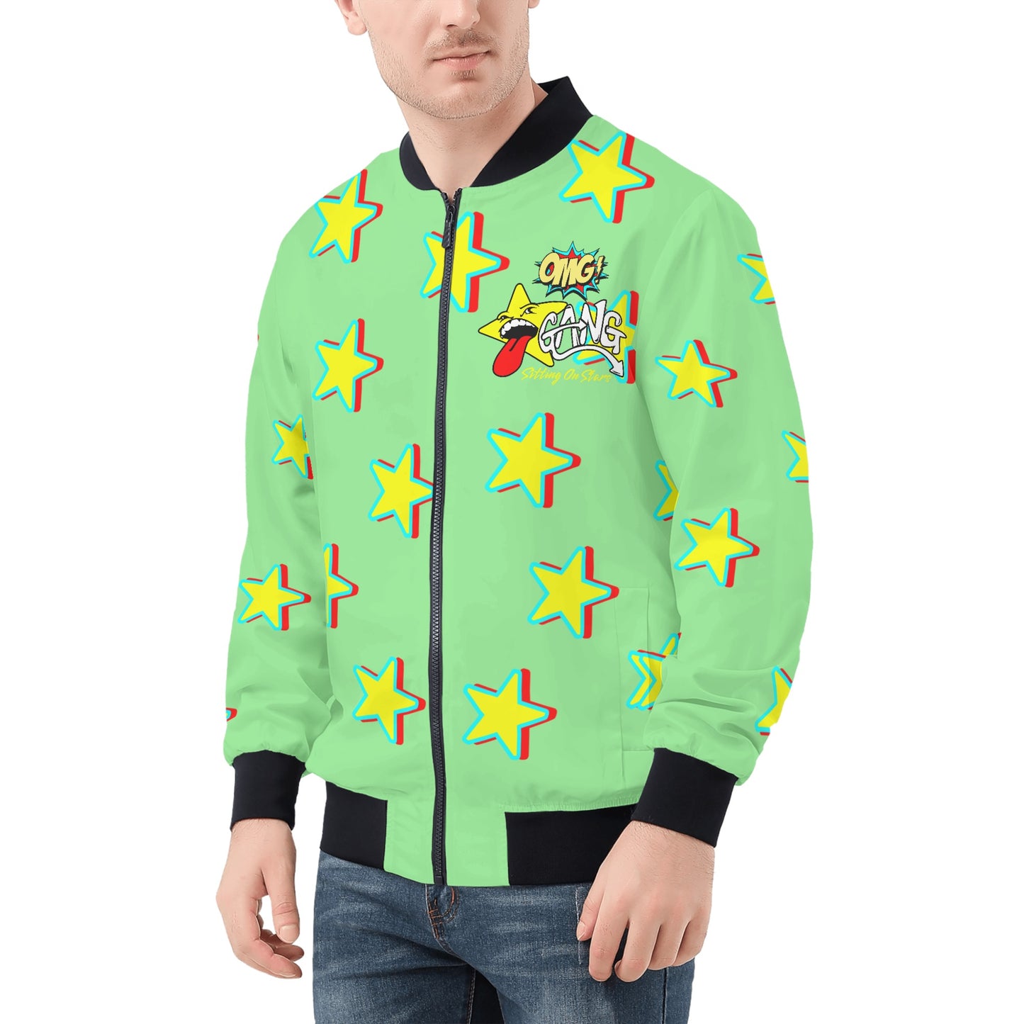 Star Gang Mens Mint Green Zip Up Jacket