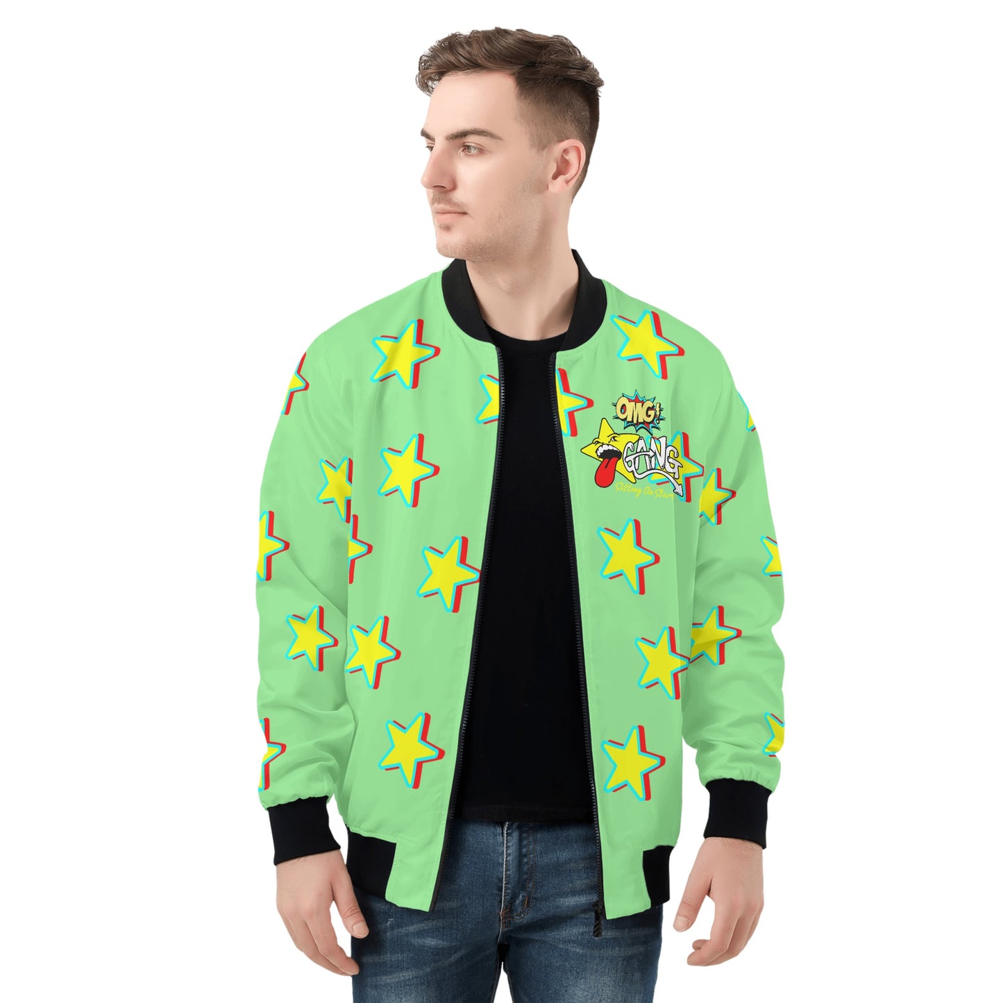 Star Gang Mens Mint Green Zip Up Jacket