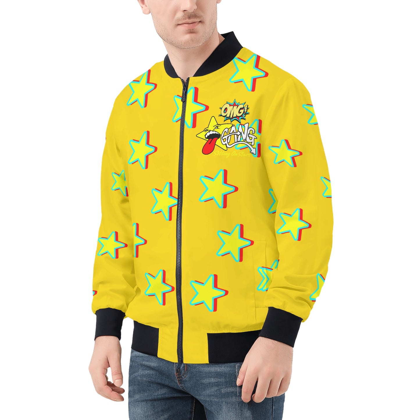 Star Gang Mens Gold Zip Up Jacket