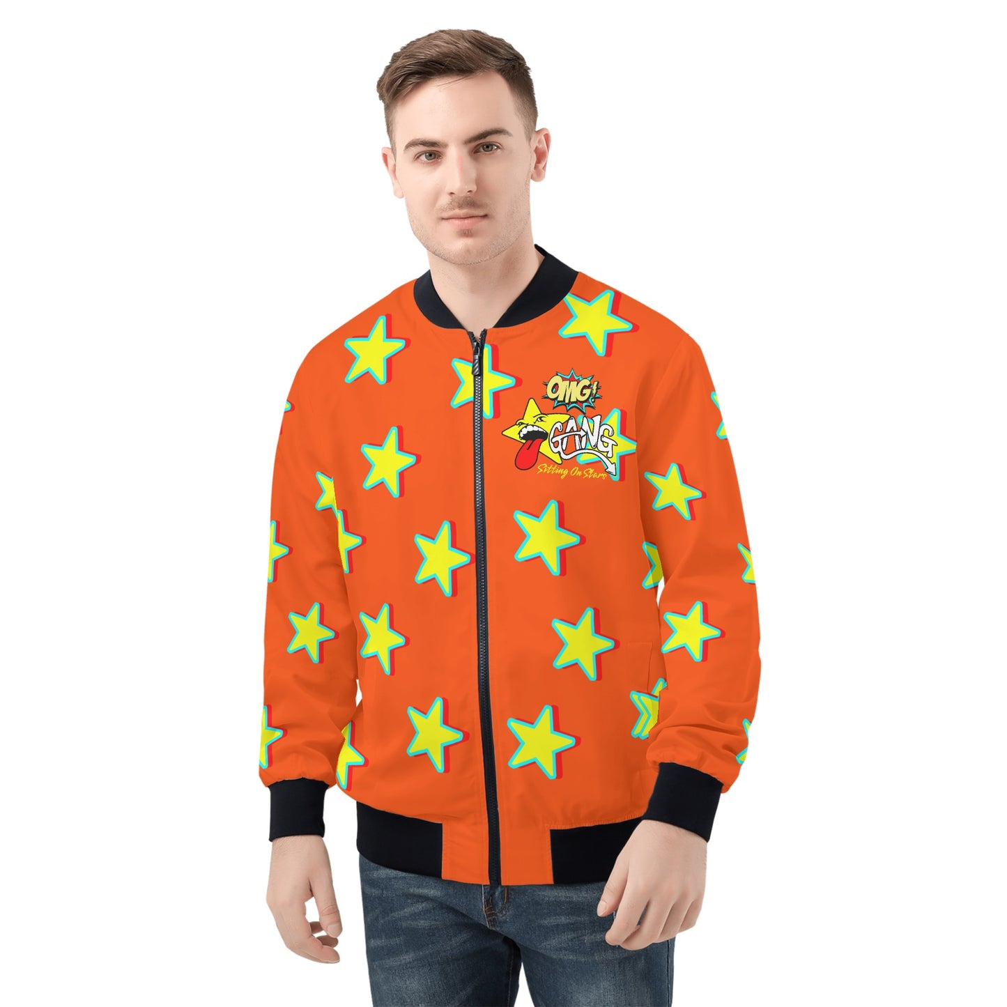 Star Gang Mens Dark Orange Zip Up Jacket