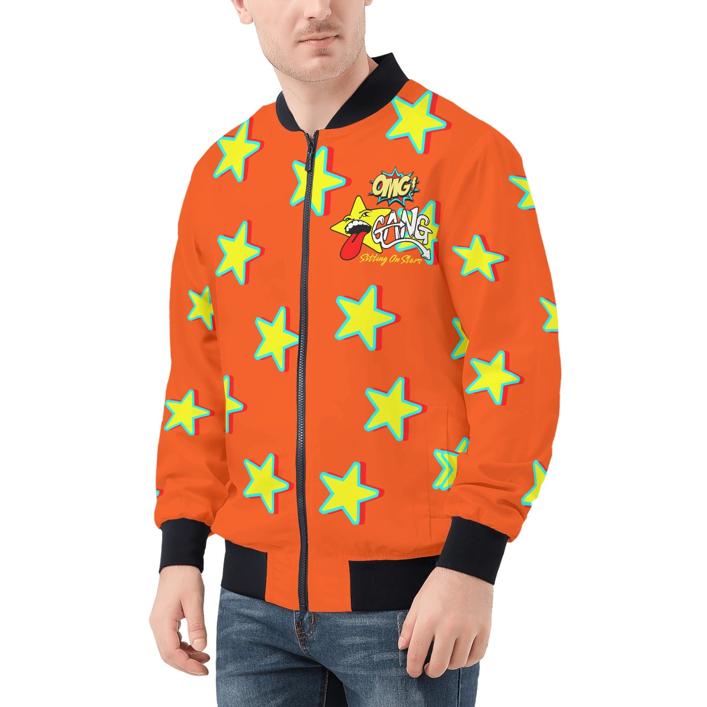 Star Gang Mens Dark Orange Zip Up Jacket