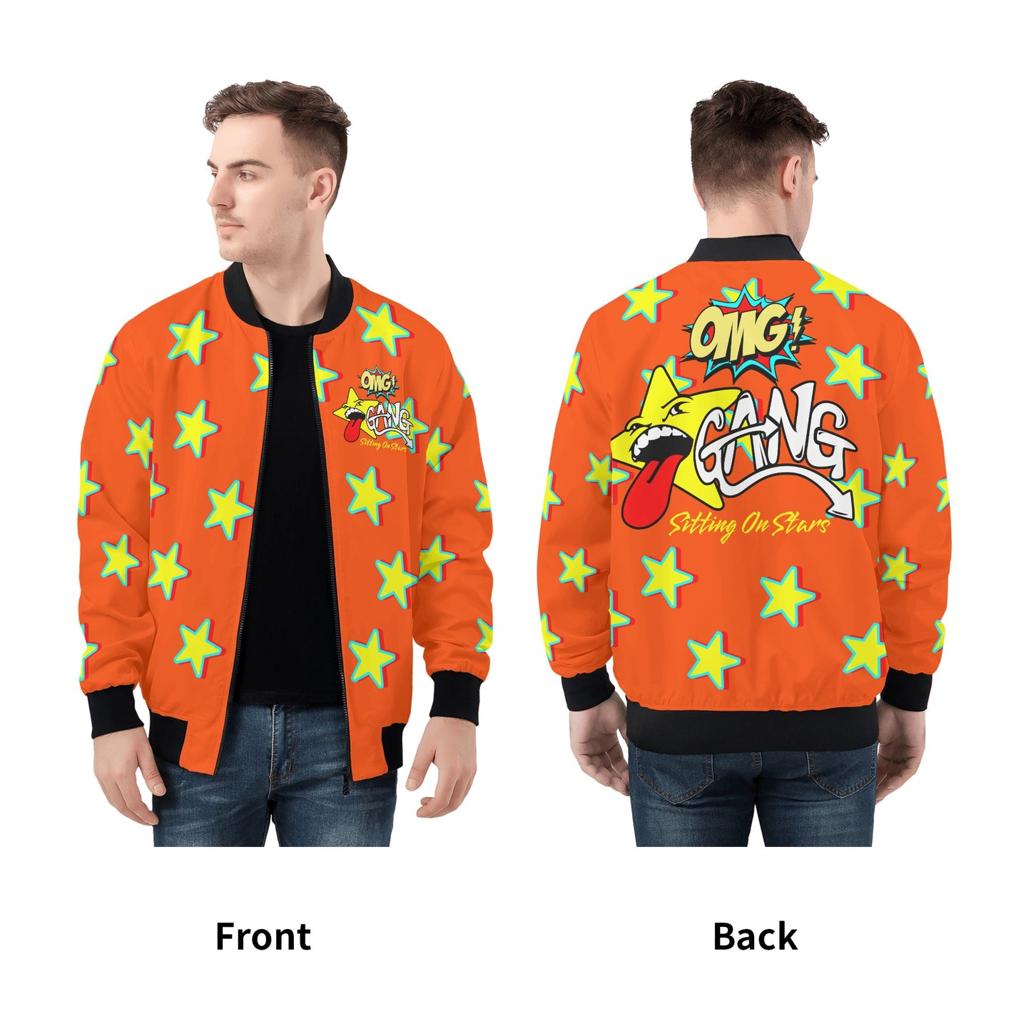 Star Gang Mens Dark Orange Zip Up Jacket