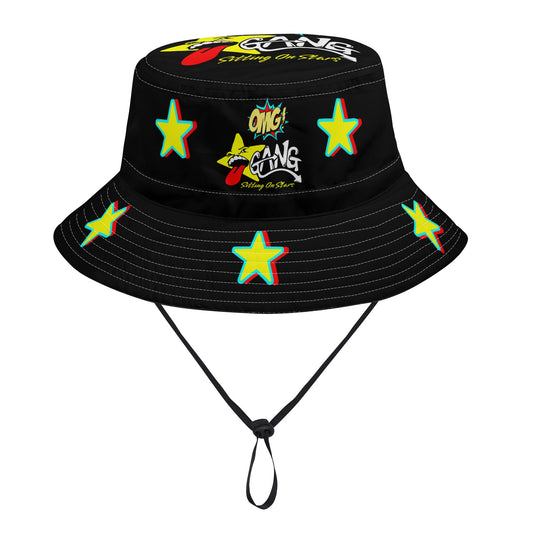 Star Gang Black/Black Bucket Hats with Adjustable String