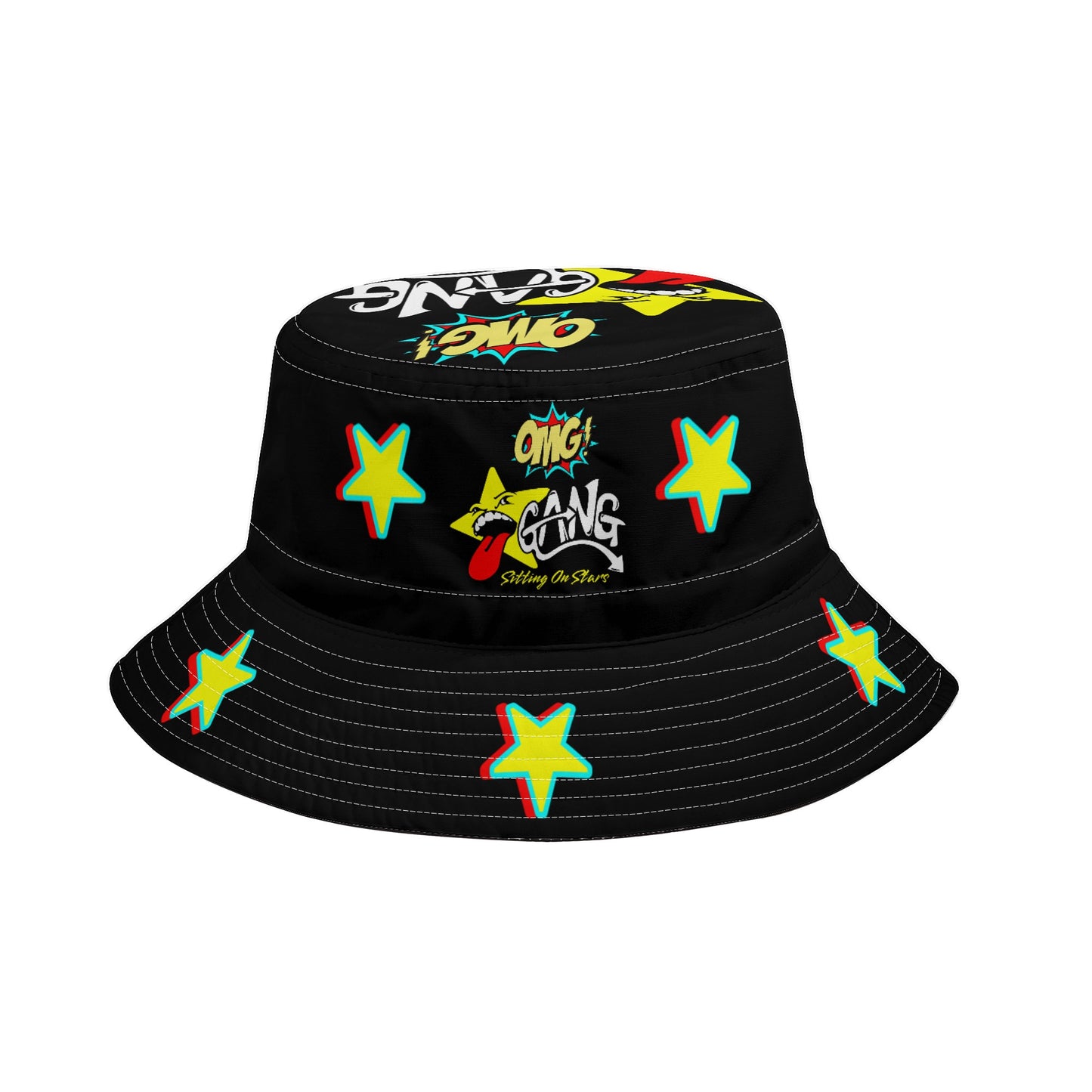 Star Gang Black/Black Bucket Hats with Adjustable String