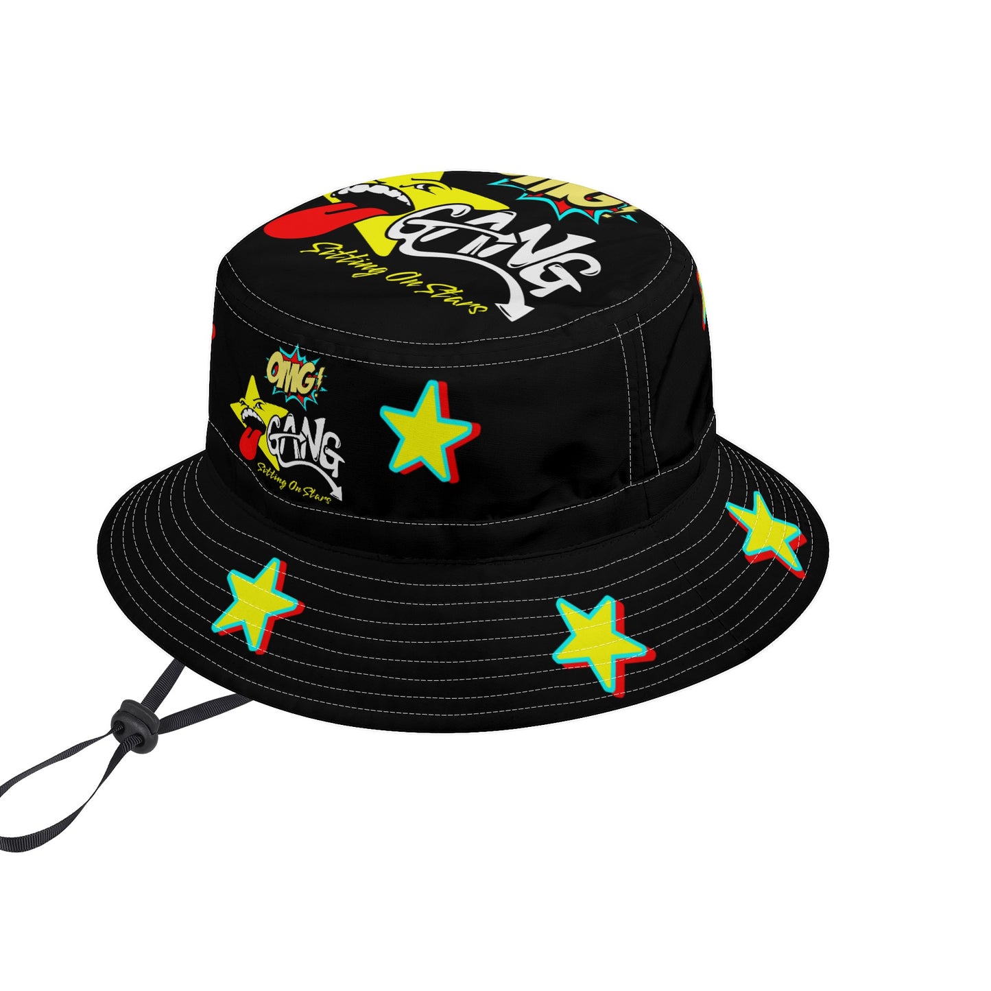 Star Gang Black/Black Bucket Hats with Adjustable String