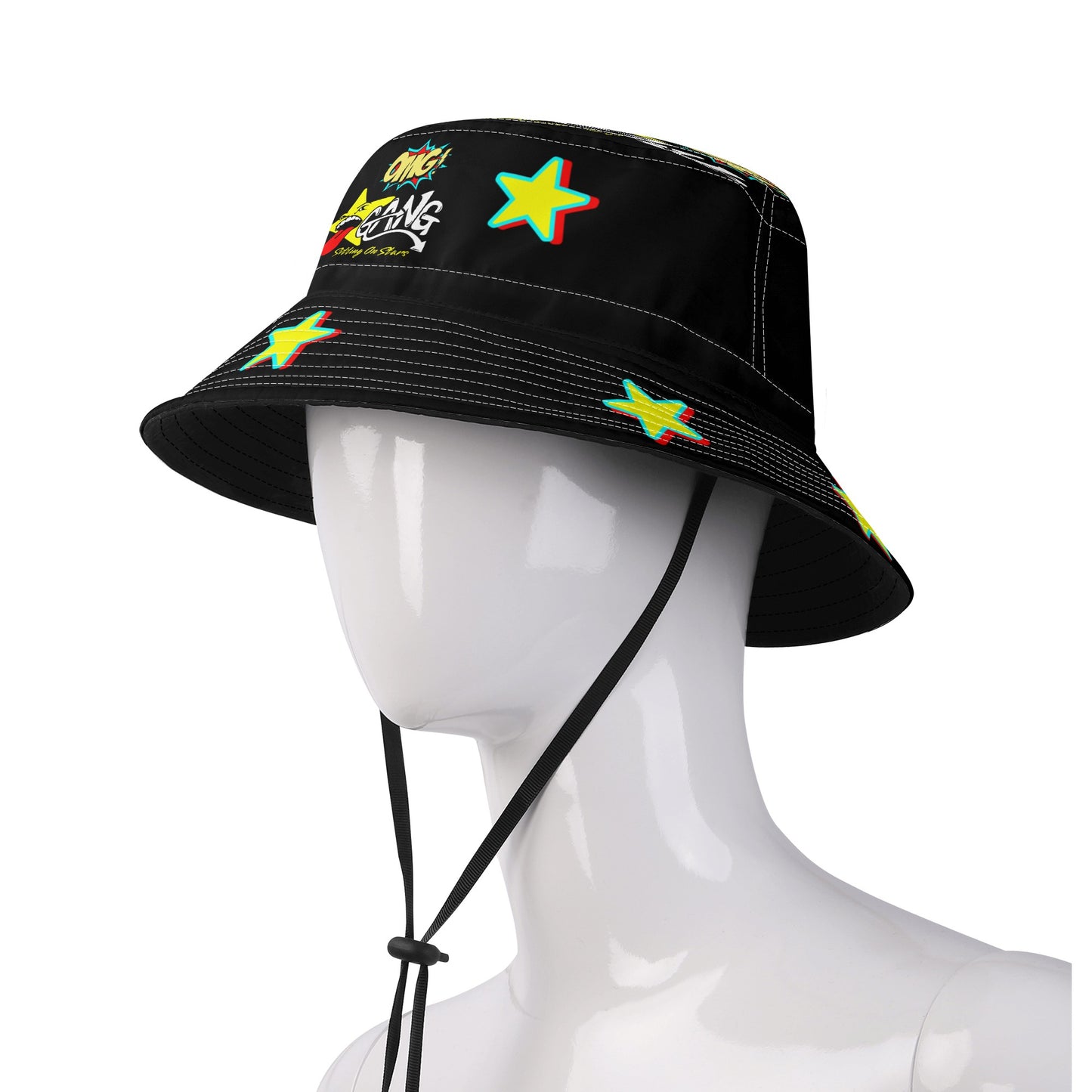 Star Gang Black/Black Bucket Hats with Adjustable String