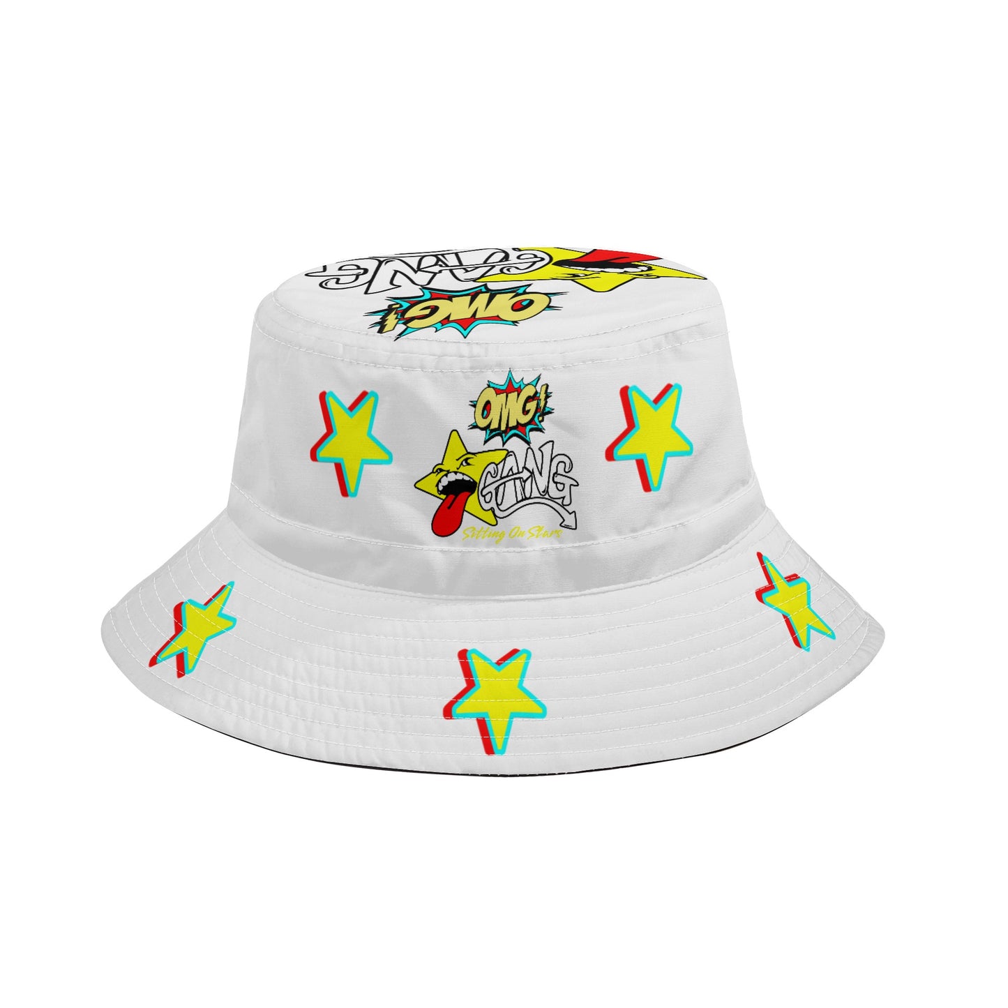 Star Gang White/Black Bucket Hats with Adjustable String