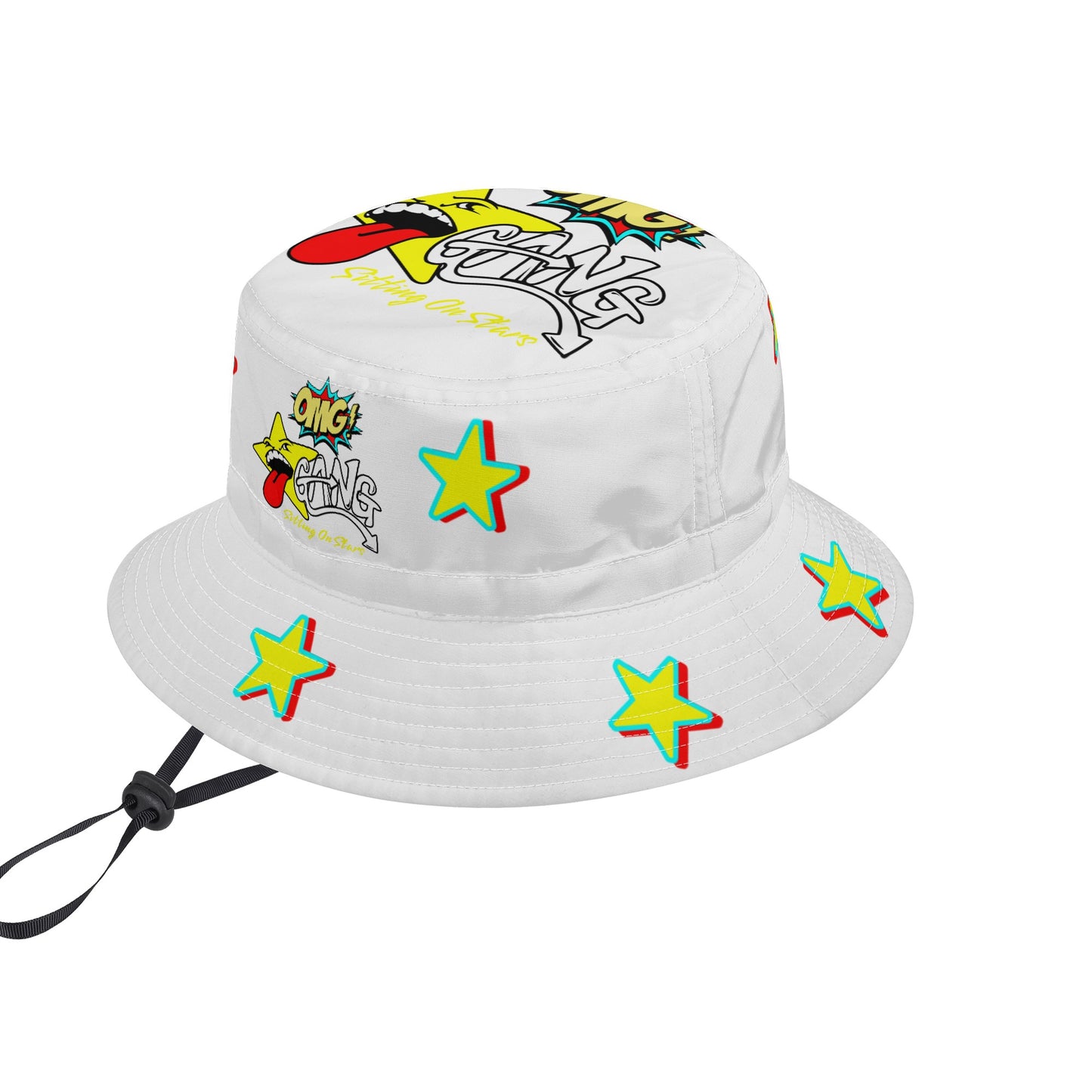 Star Gang White/Black Bucket Hats with Adjustable String