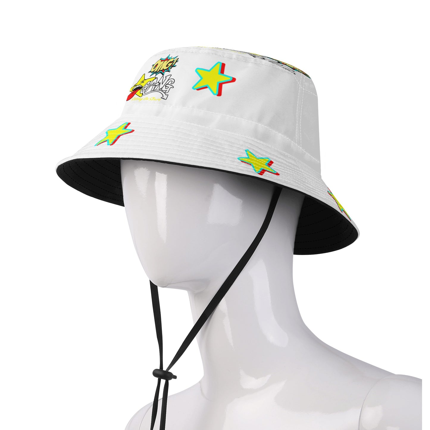 Star Gang White/Black Bucket Hats with Adjustable String