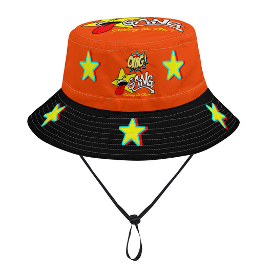 Star Gang DarkOrange/Black Bucket Hats with Adjustable String