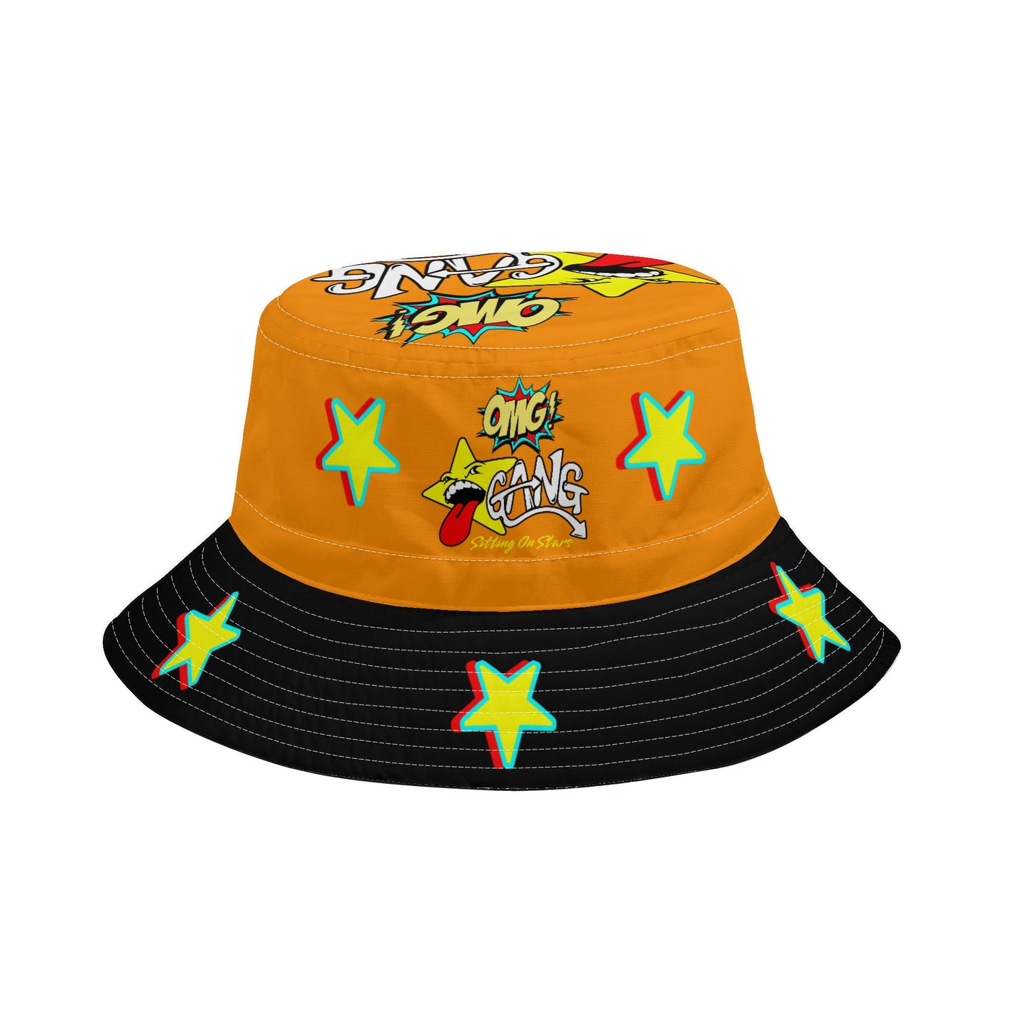 Star Gang Orange/Black Bucket Hats with Adjustable String