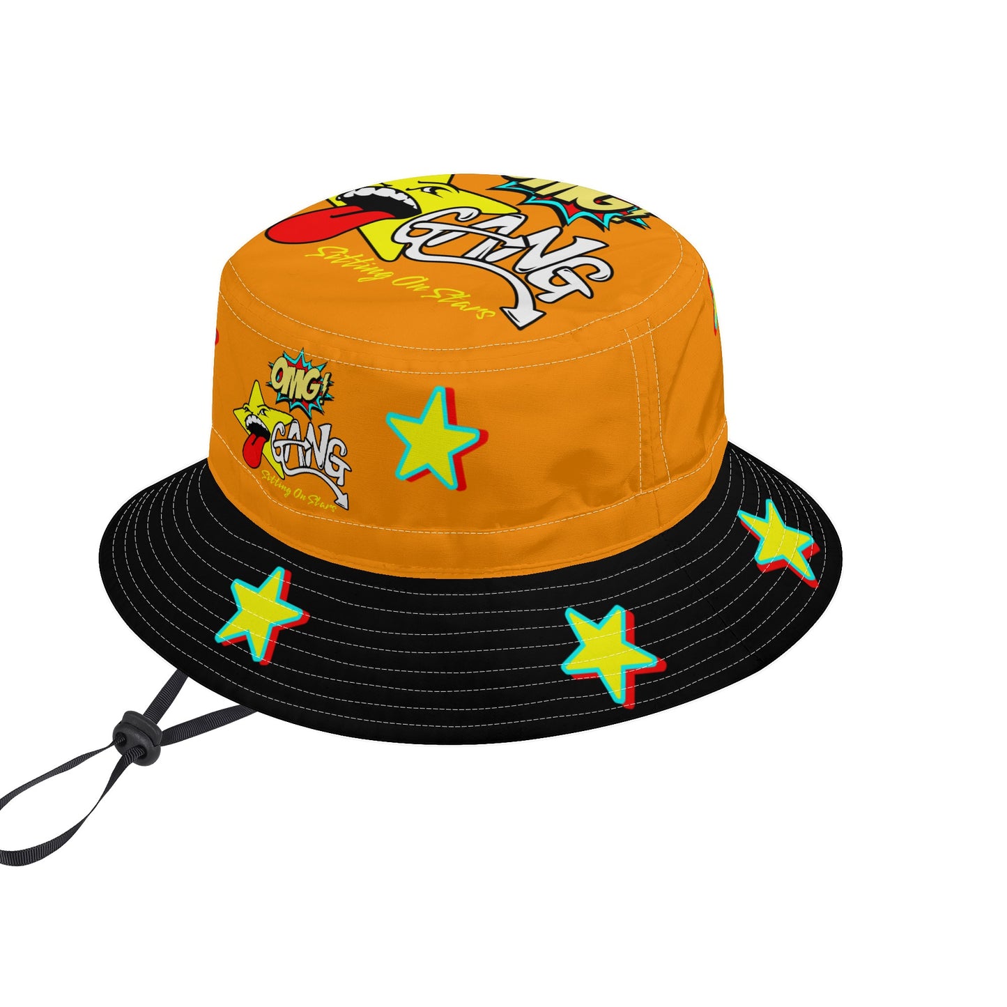 Star Gang Orange/Black Bucket Hats with Adjustable String