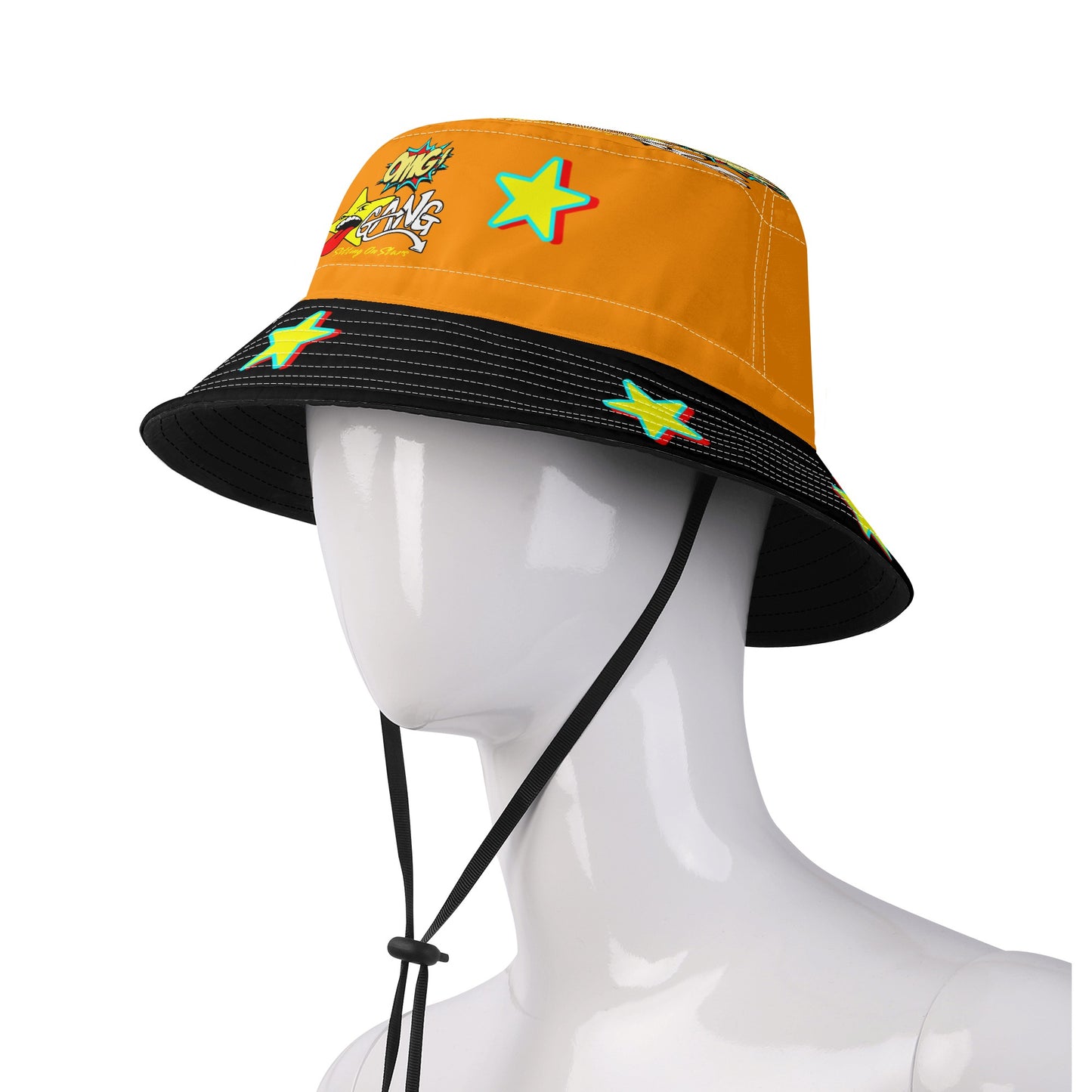 Star Gang Orange/Black Bucket Hats with Adjustable String