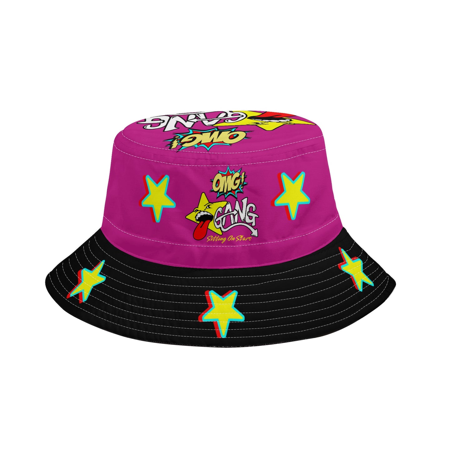 Star Gang Purple/Black Bucket Hats with Adjustable String