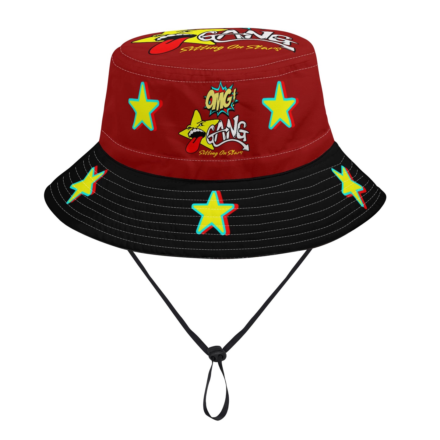 Star Gang Maroon/Black Bucket Hats with Adjustable String