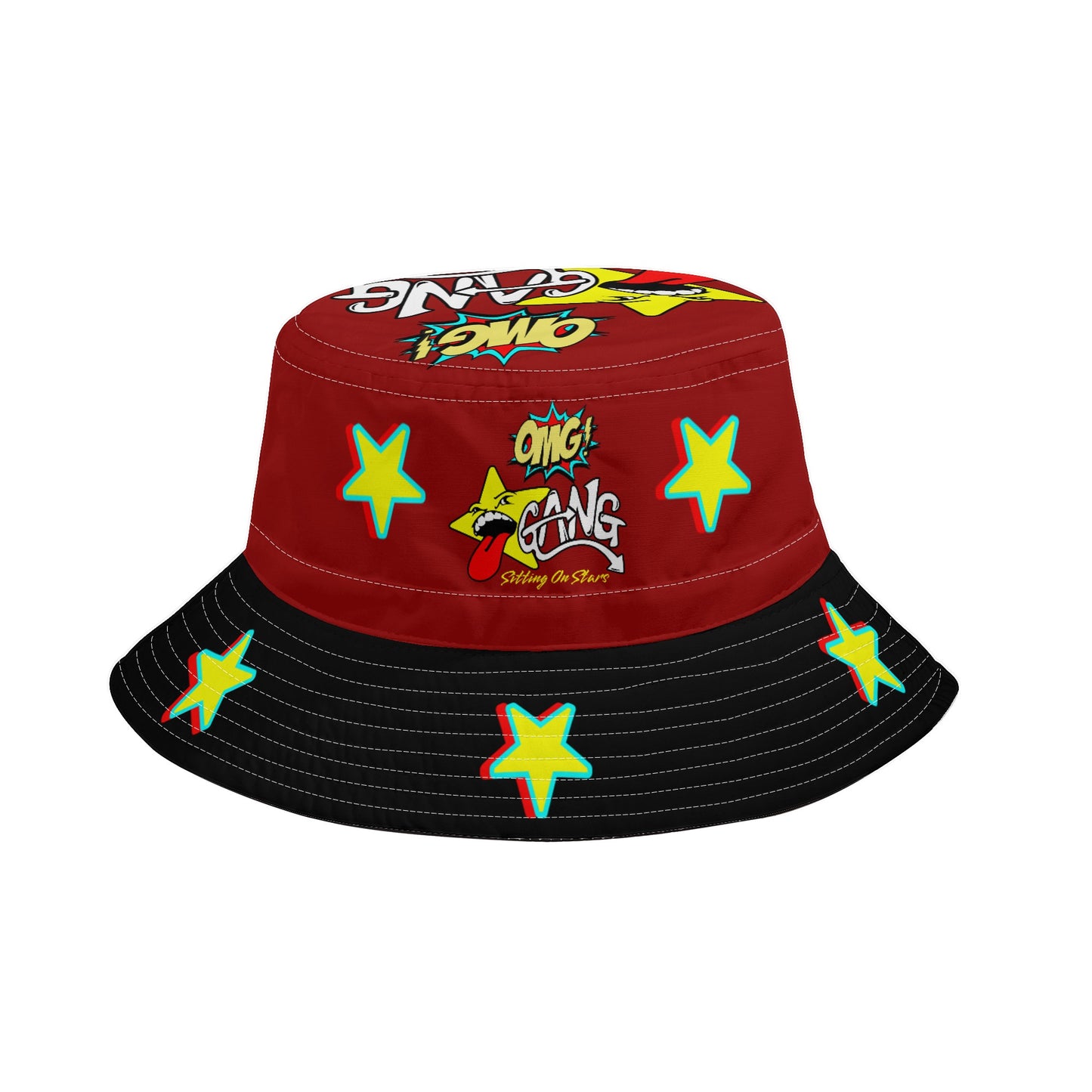 Star Gang Maroon/Black Bucket Hats with Adjustable String