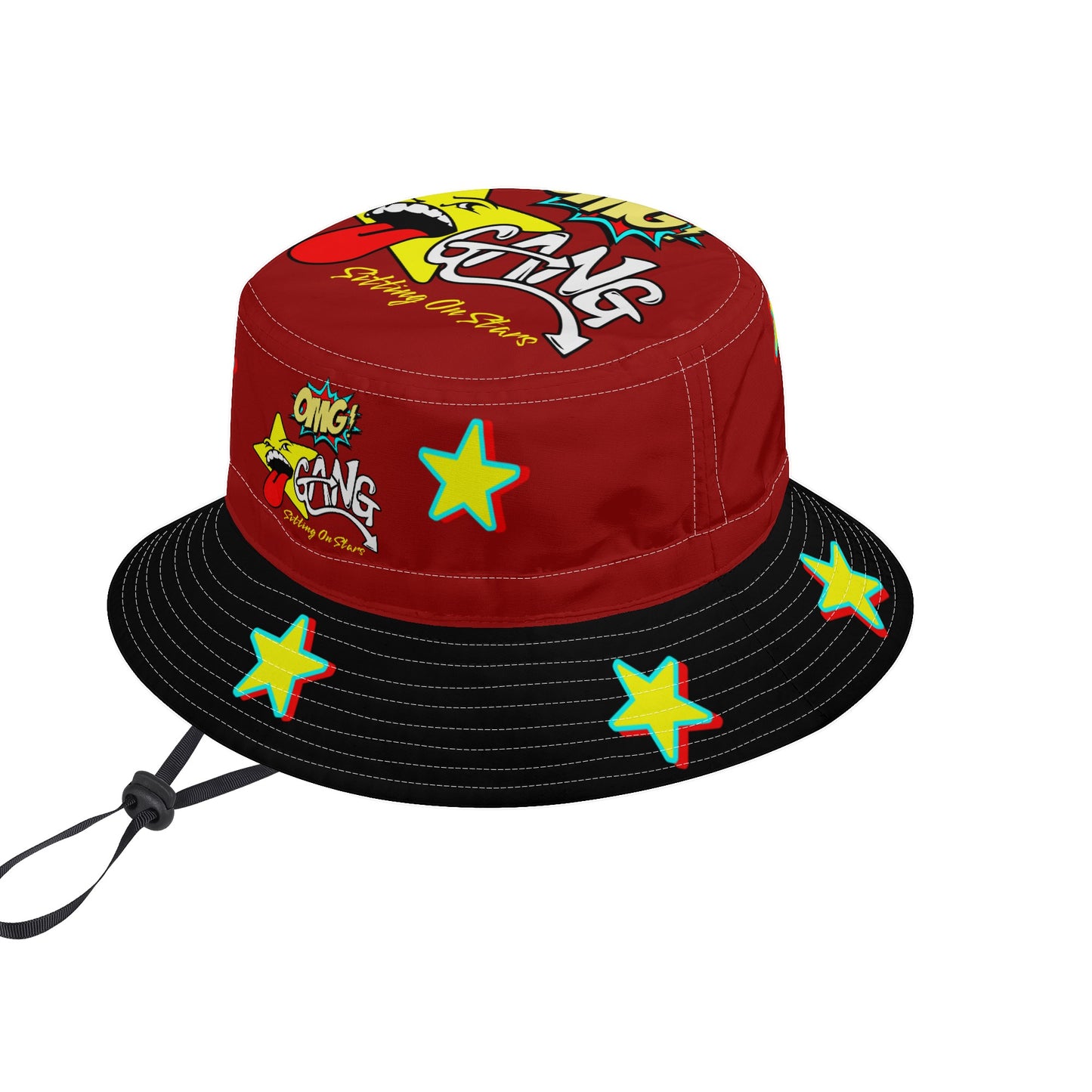 Star Gang Maroon/Black Bucket Hats with Adjustable String