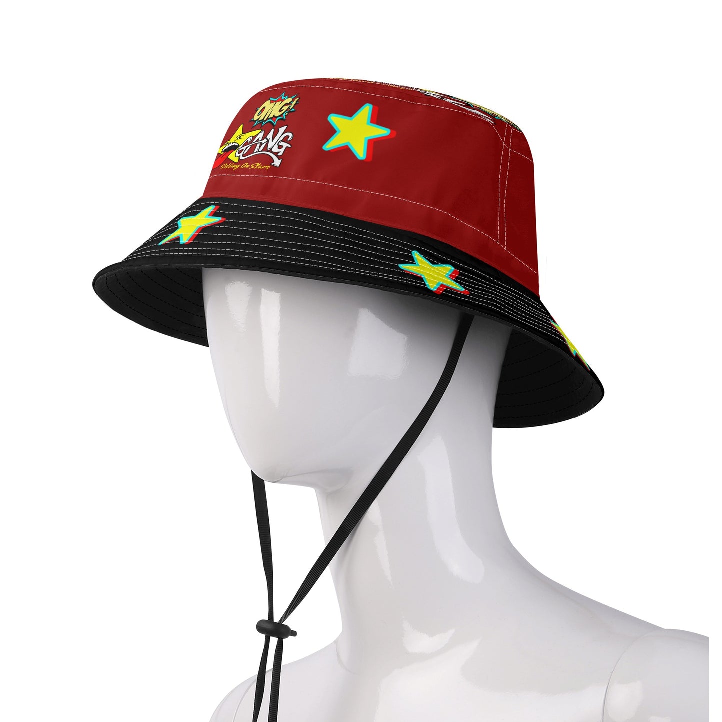 Star Gang Maroon/Black Bucket Hats with Adjustable String