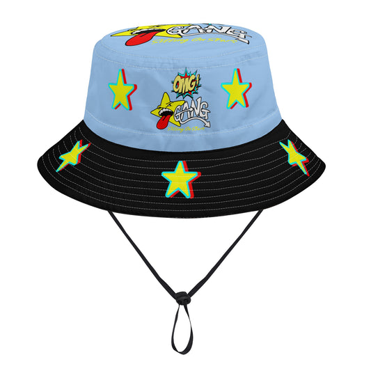 Star Gang SkyBlue/Black Bucket Hats with Adjustable String