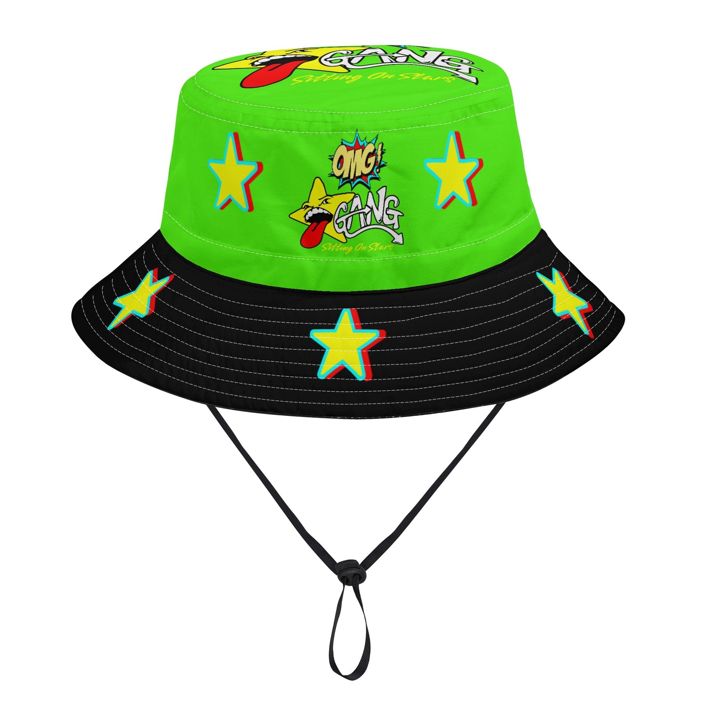 Star Gang GooGreen/Black Bucket Hats with Adjustable String