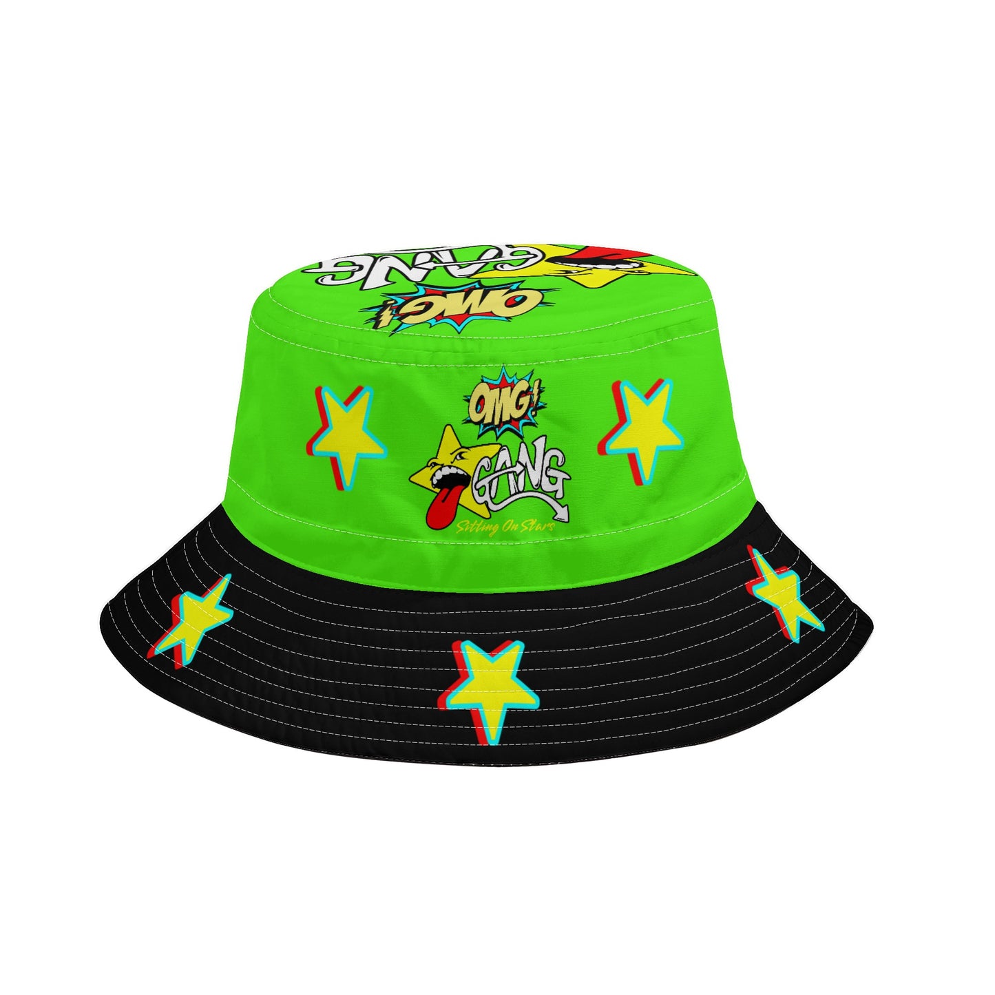 Star Gang GooGreen/Black Bucket Hats with Adjustable String