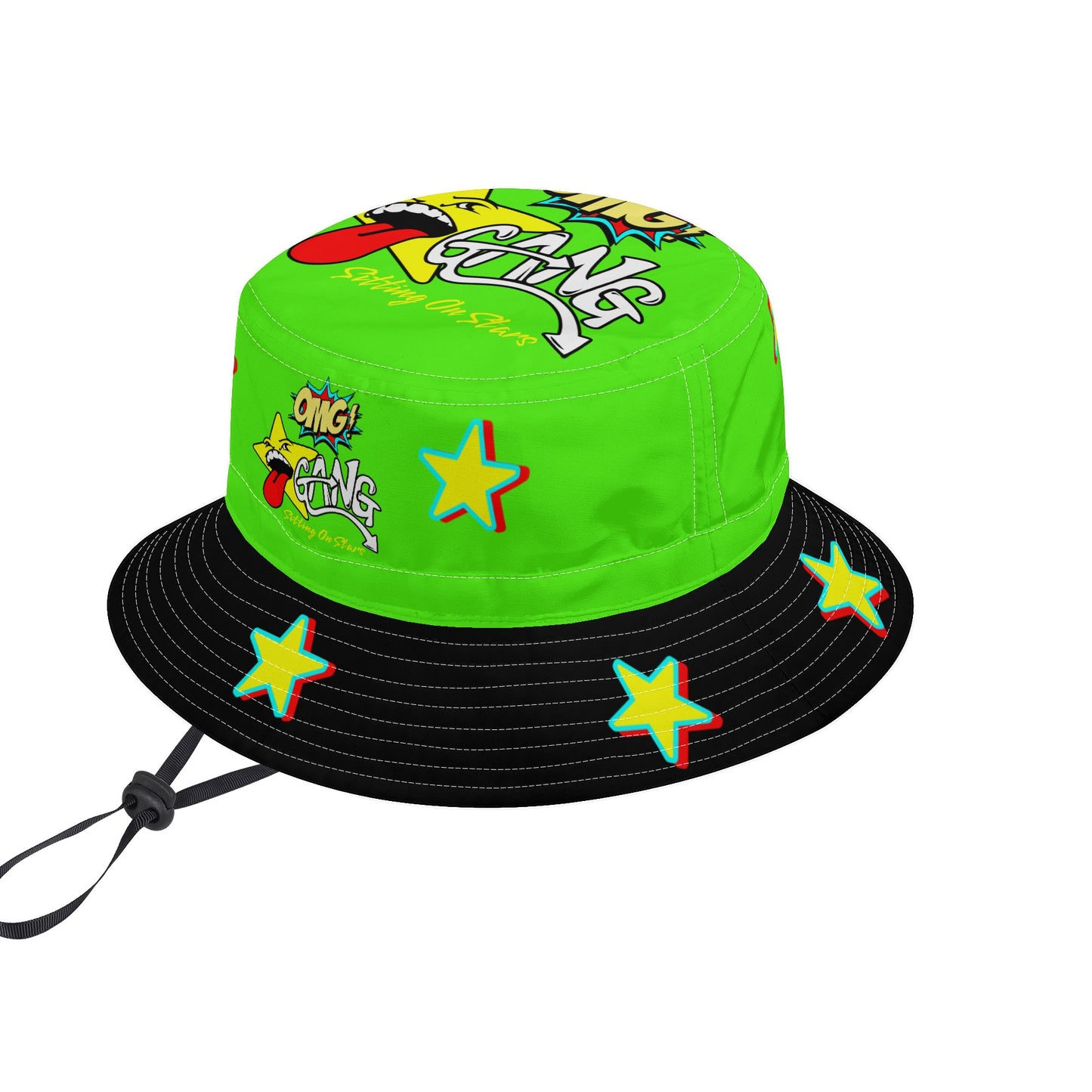 Star Gang GooGreen/Black Bucket Hats with Adjustable String