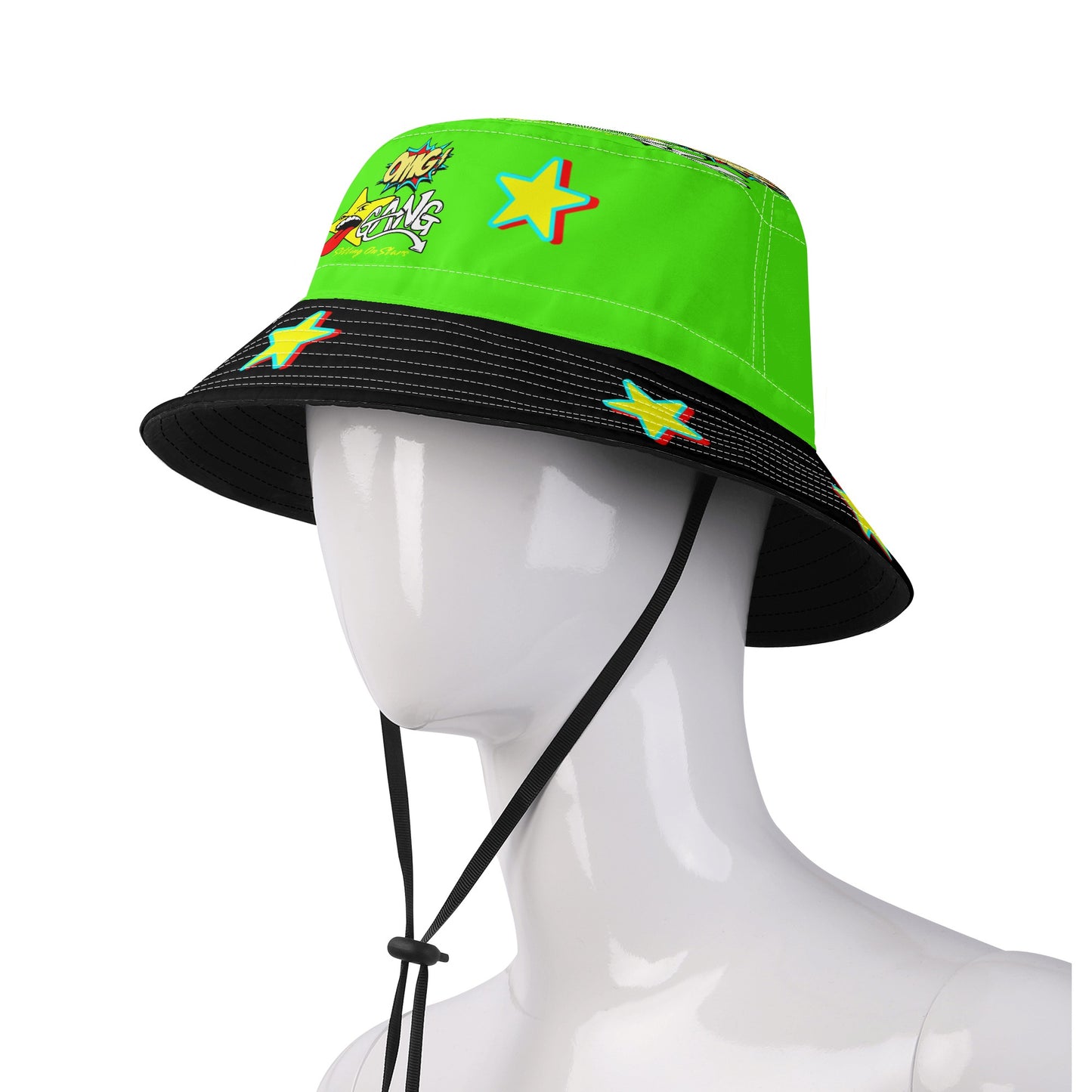 Star Gang GooGreen/Black Bucket Hats with Adjustable String